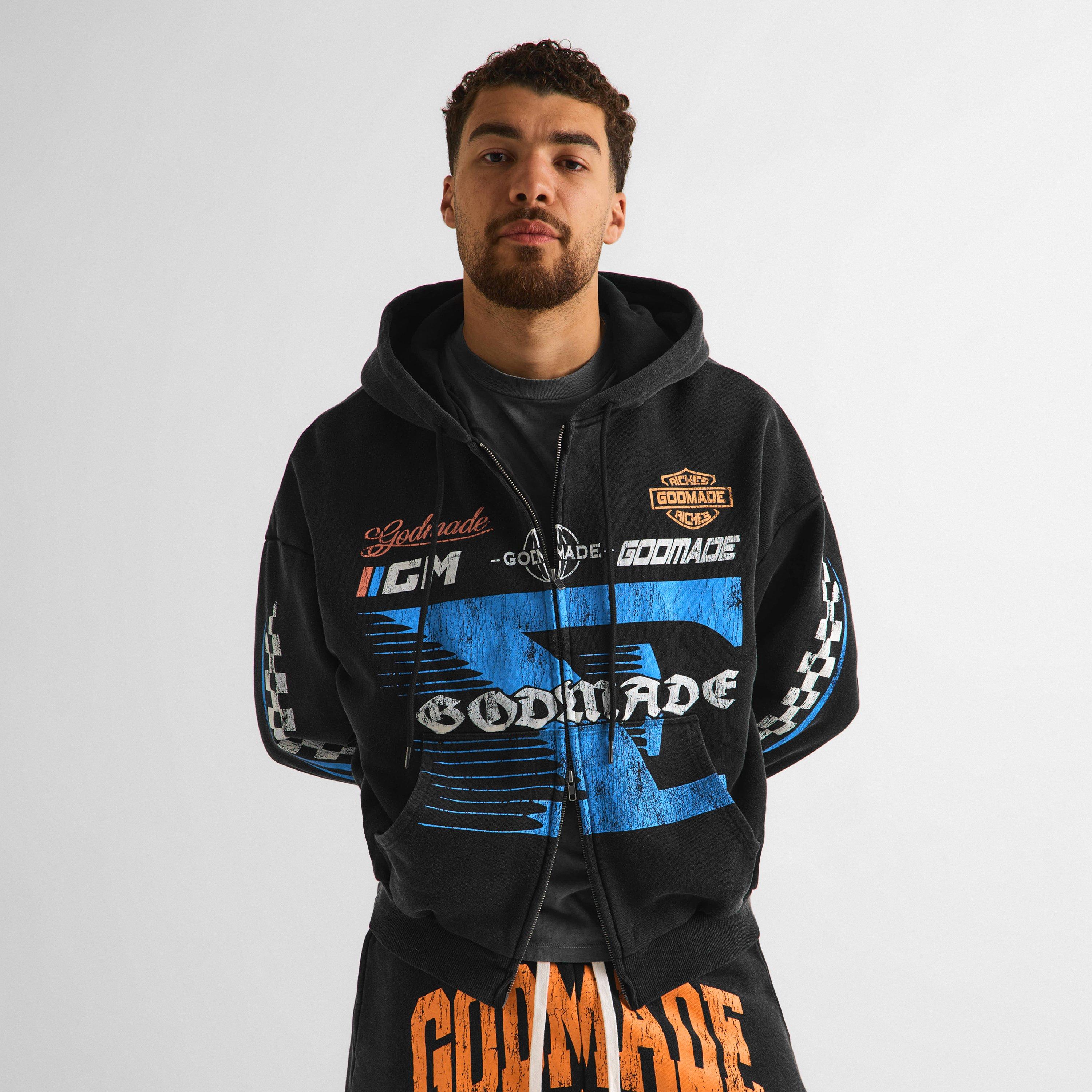 WASH BLACK - God Made - Men's Full Zip Fleece - 3