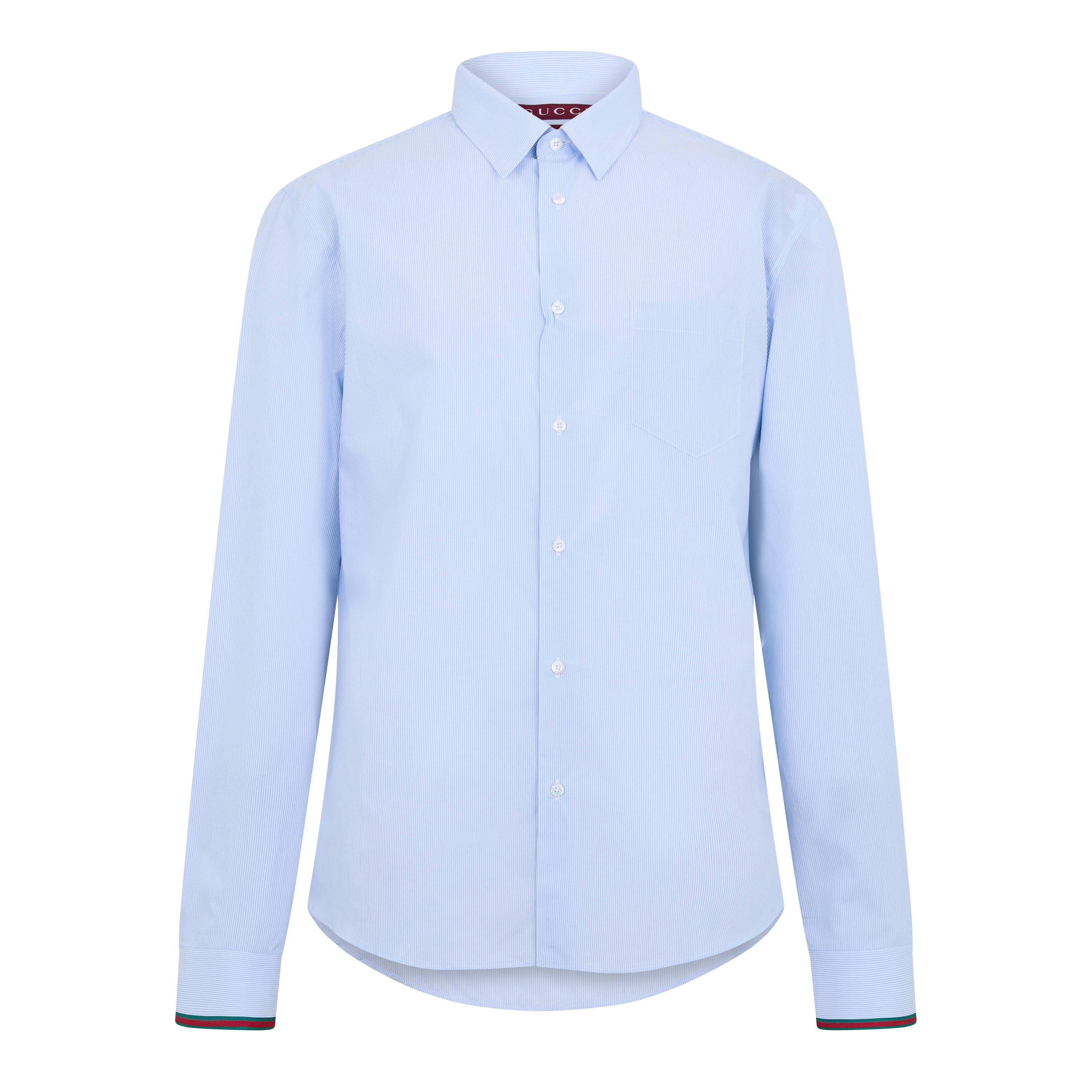 Gucci Men's Tailored Long Sleeve Patterned Shirt - Blue / White - L