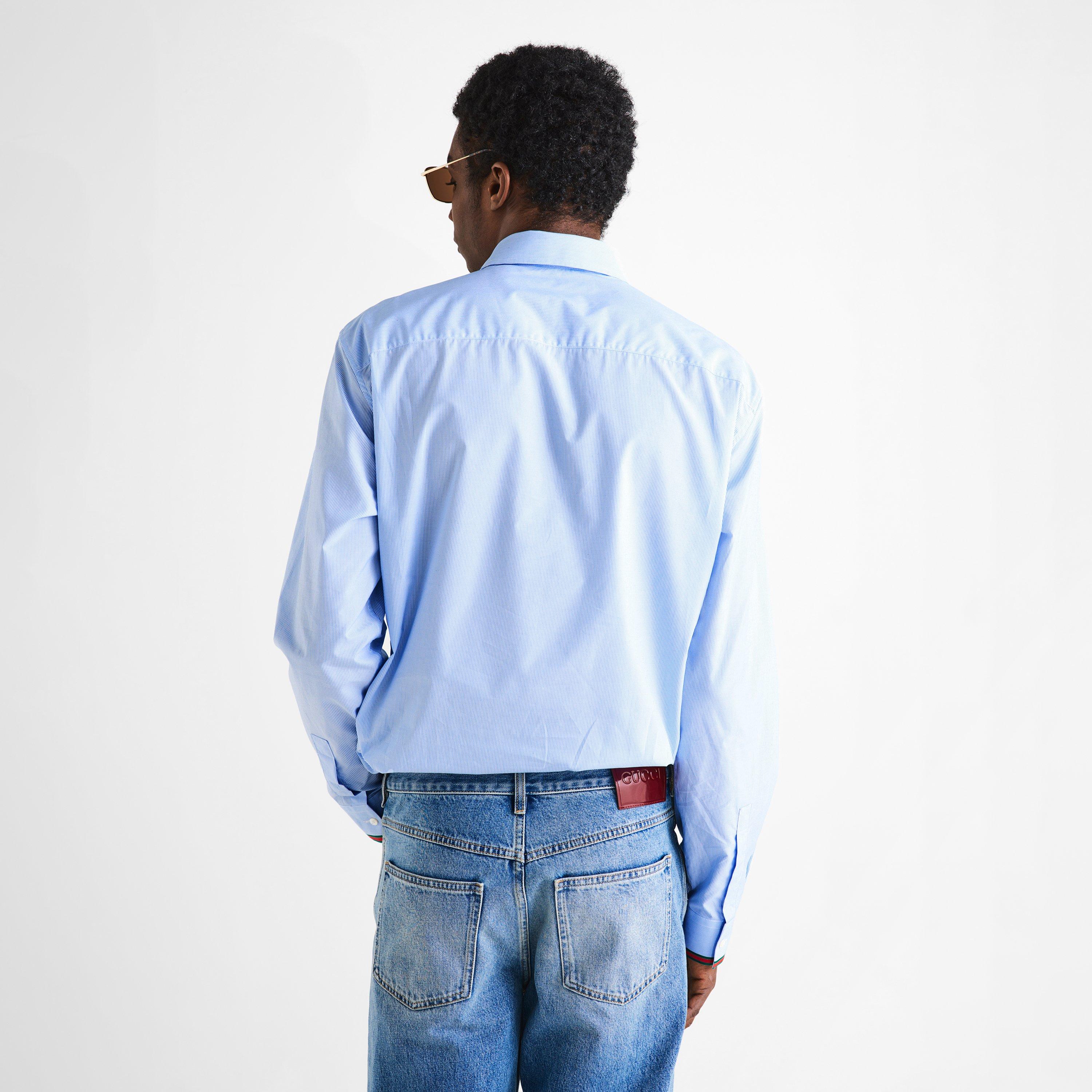 Blue / White - Gucci - Men's Tailored Long Sleeve Patterned Shirt - 4