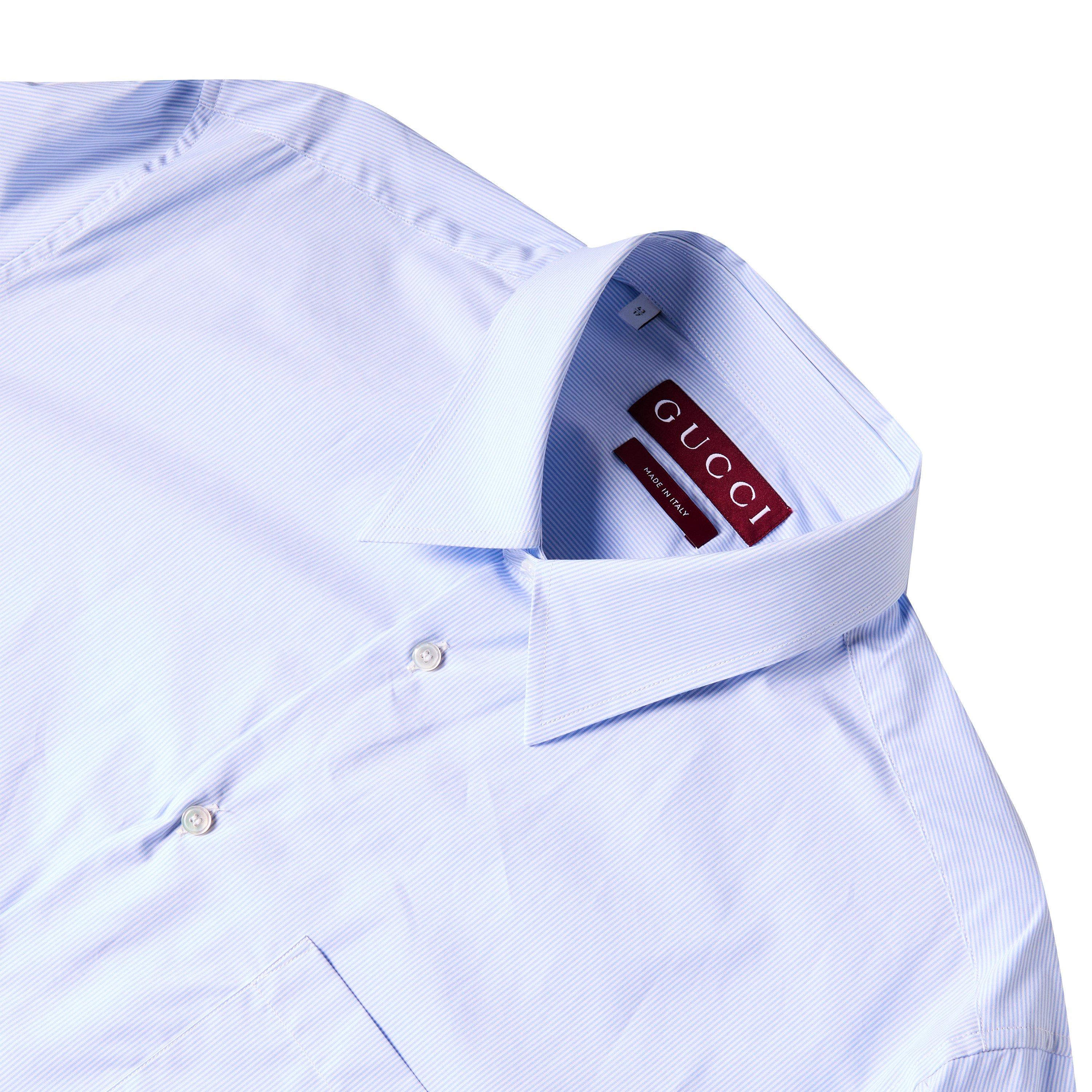 Blue / White - Gucci - Men's Tailored Long Sleeve Patterned Shirt - 3