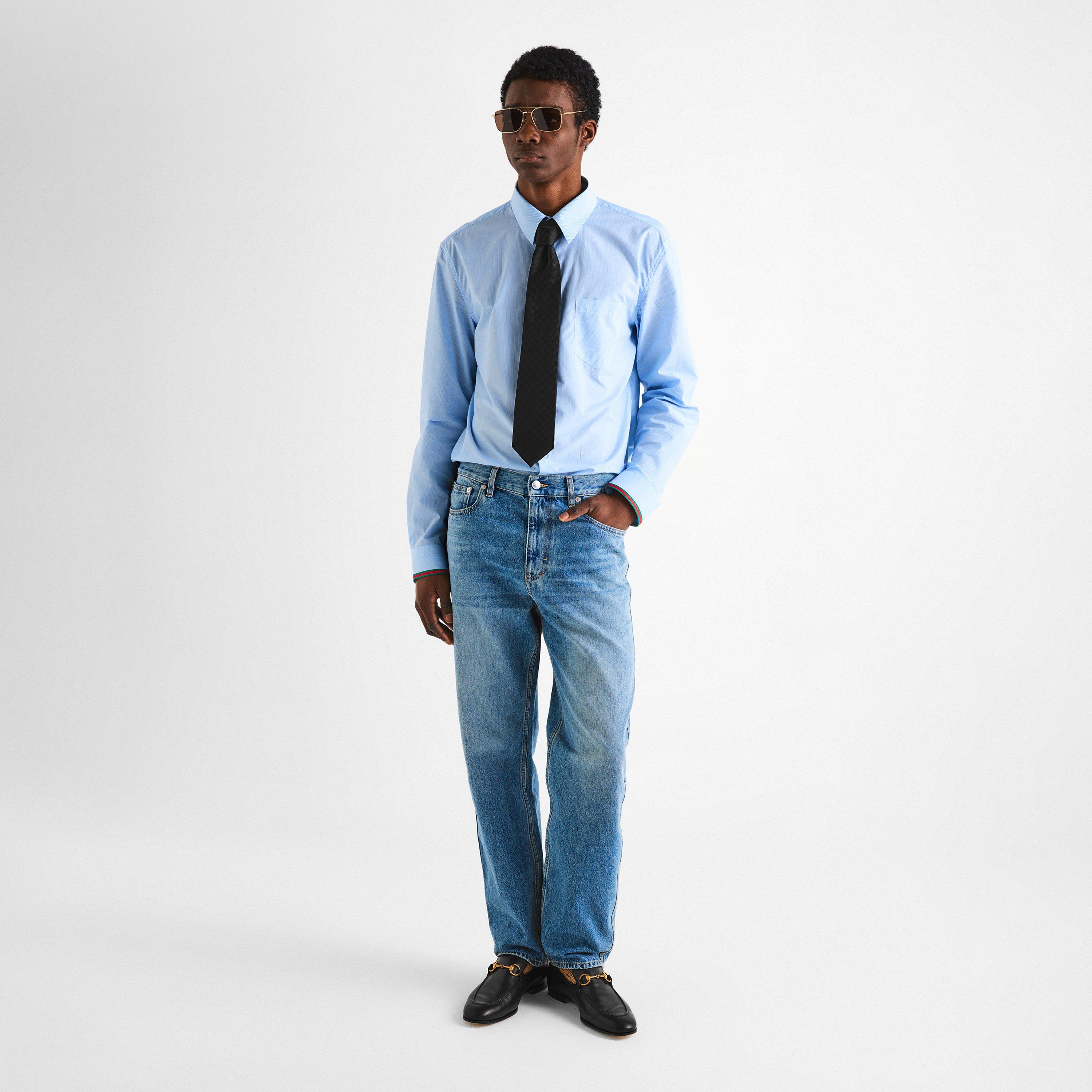 Blue / White - Gucci - Men's Tailored Long Sleeve Patterned Shirt - 6