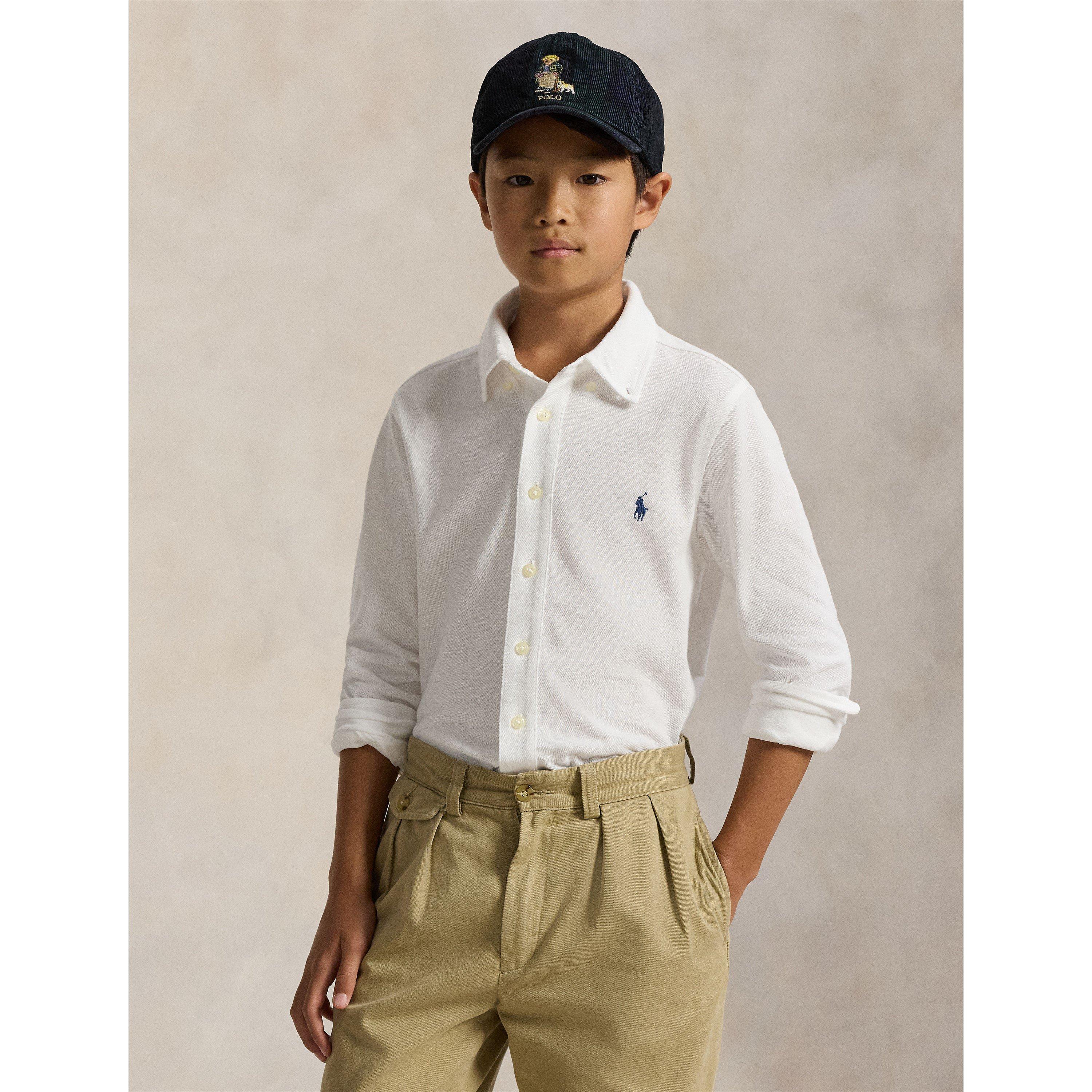 White - Polo Ralph Lauren - Kids' Mesh Long Sleeve Plain Shirt - 3