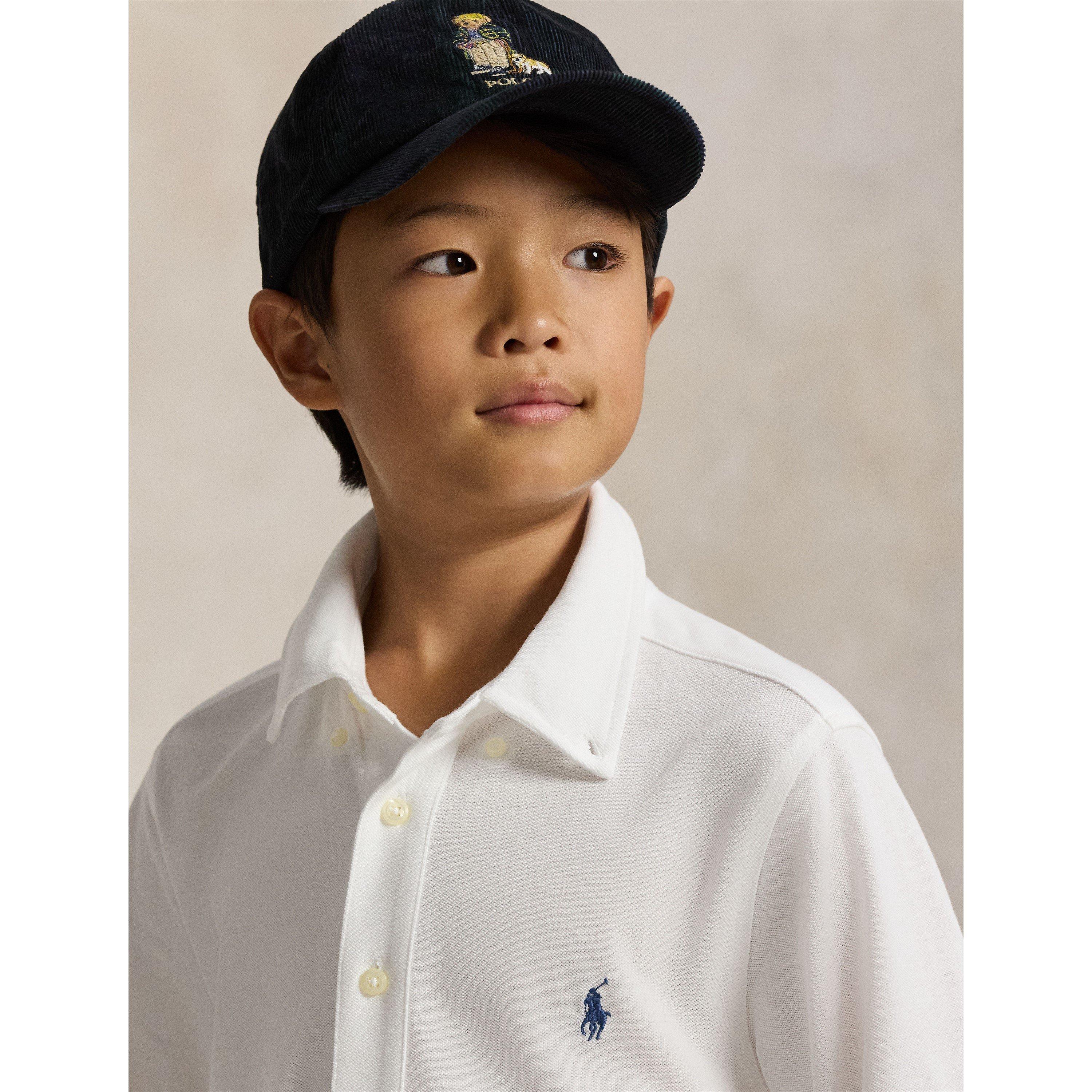 White - Polo Ralph Lauren - Kids' Mesh Long Sleeve Plain Shirt - 4