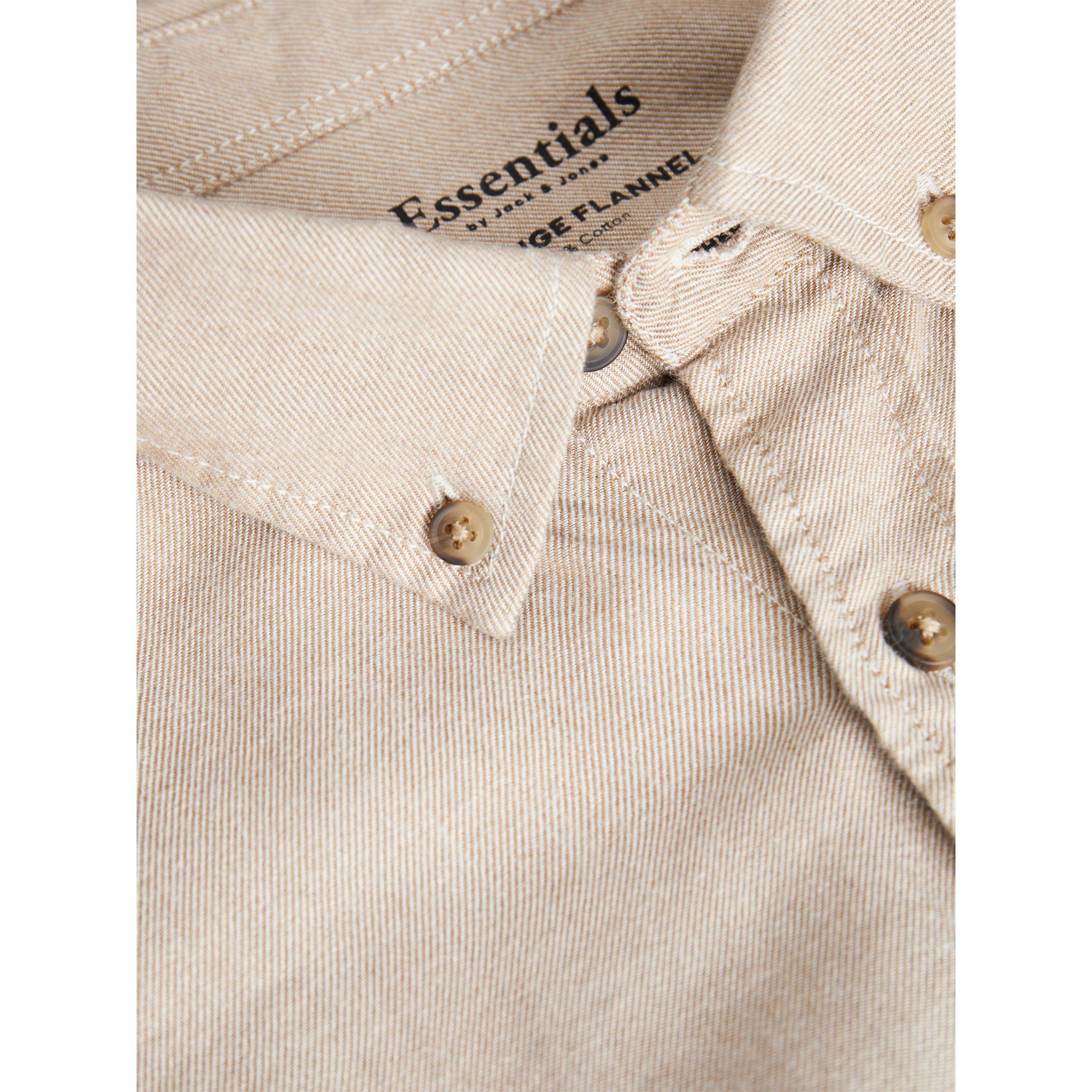 Oatmeal - Jack and Jones - Classic Long-Sleeve Plain Shirt - 7