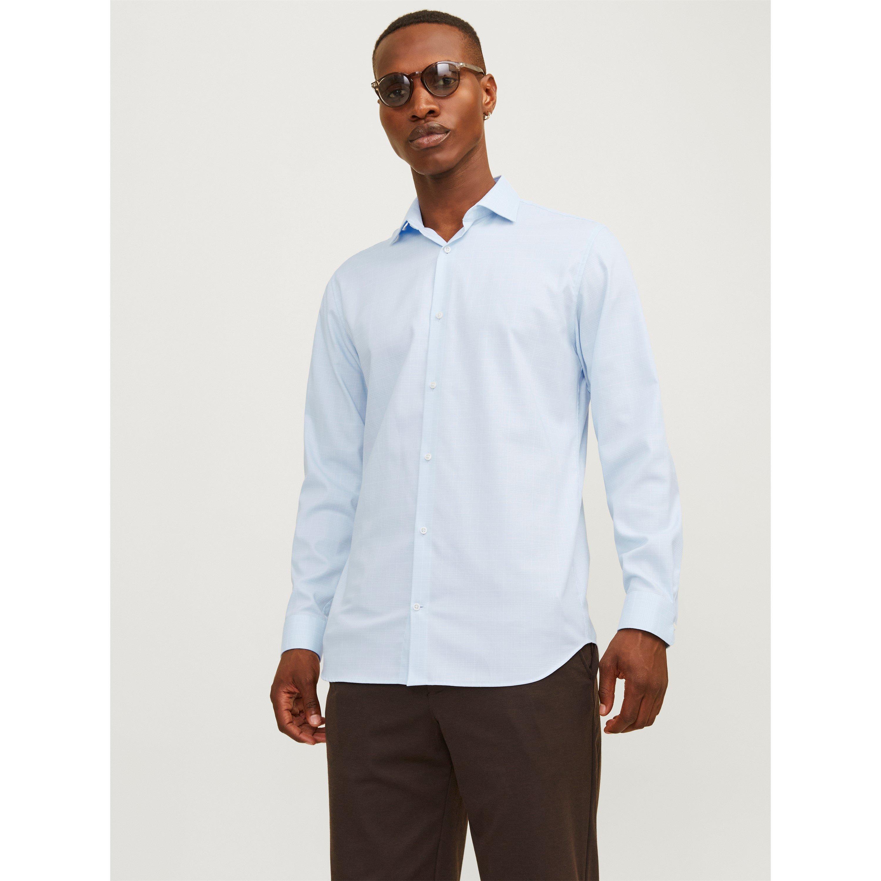 Jack And Jones Men's Parker Long-Sleeve Patterned Shirt - Chambray Blue - XS