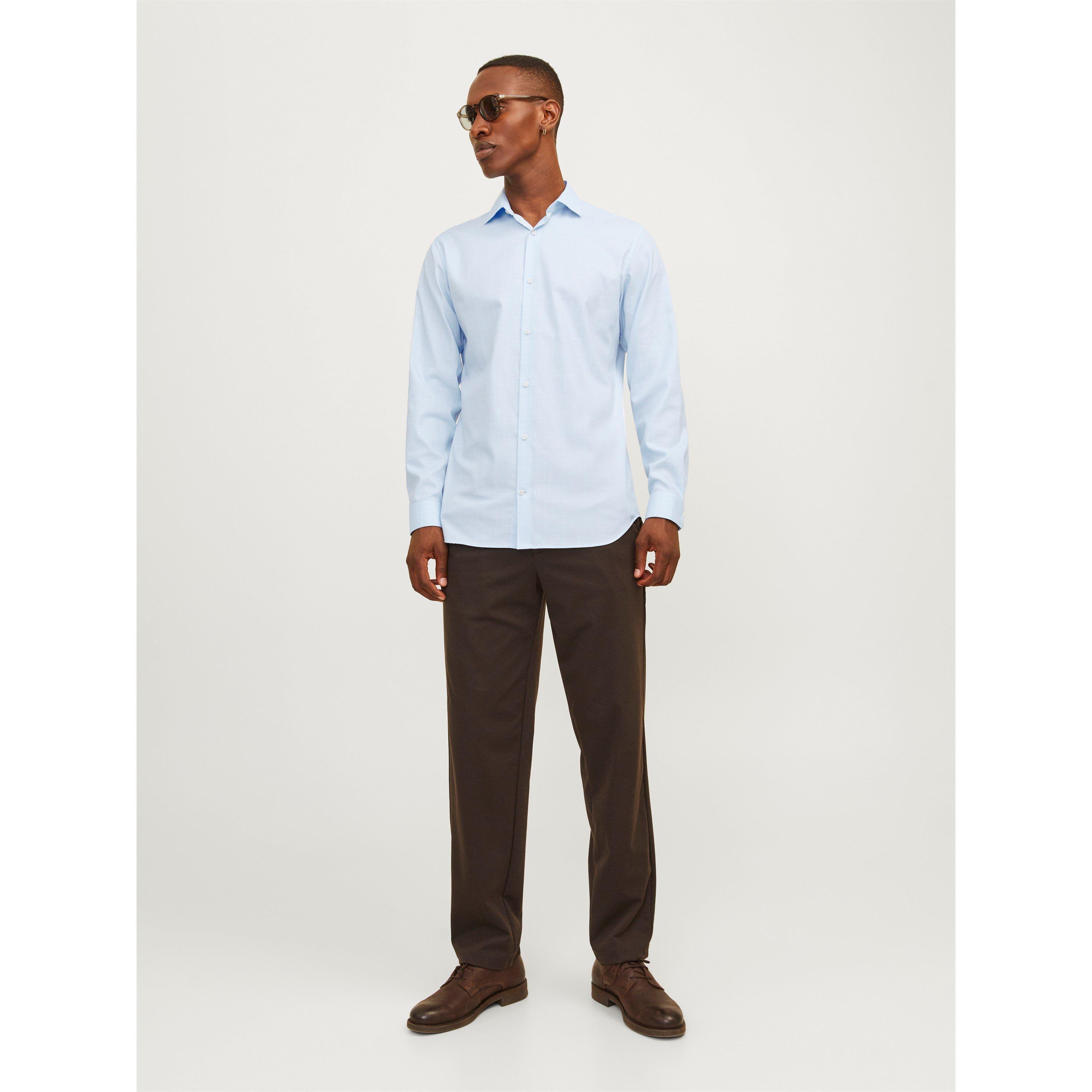 Chambray Blå - Jack and Jones - Parker Long-Sleeve Patterned Shirt - 4