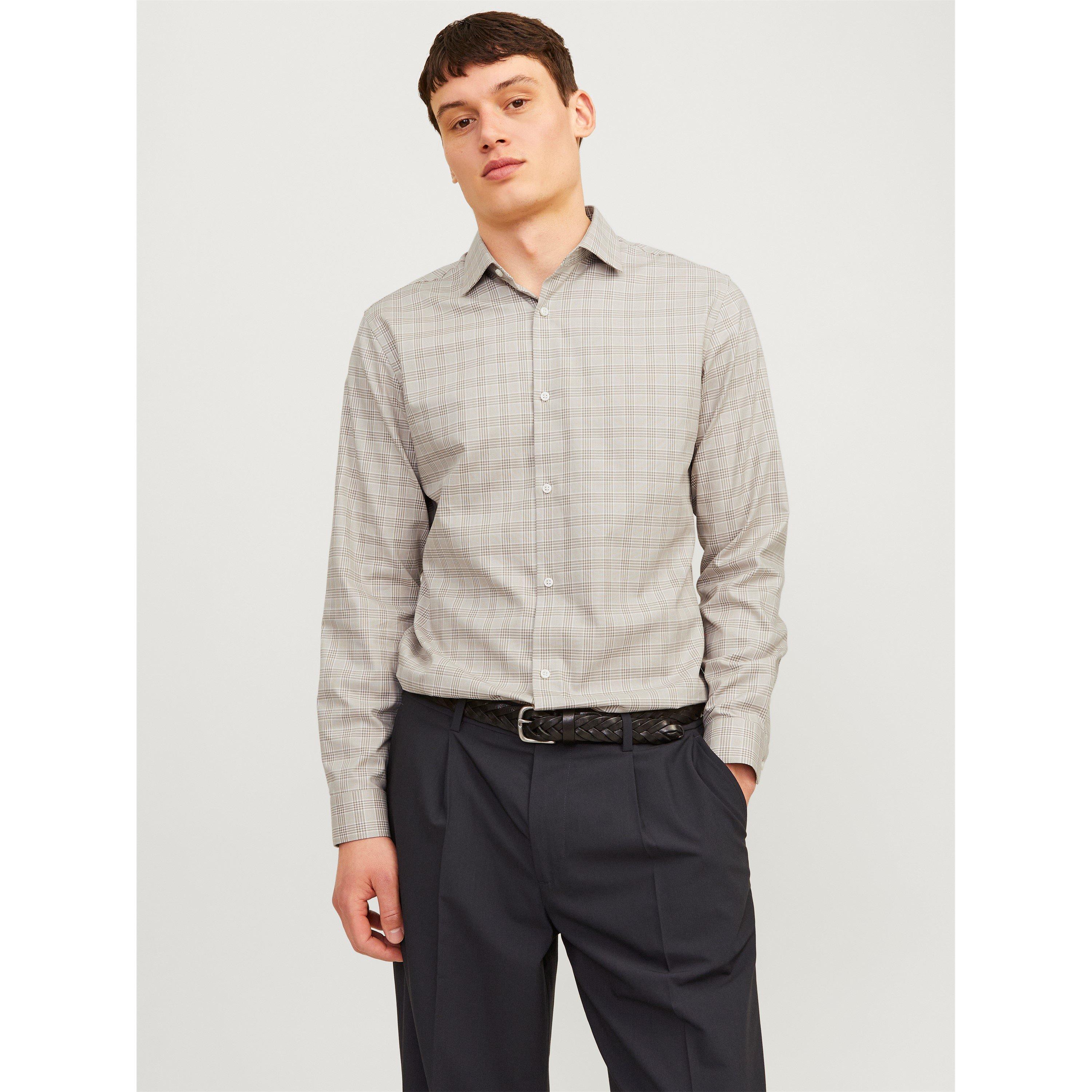 Jack And Jones Men's Parker Long Sleeve Patterned Shirt - Greige - XS