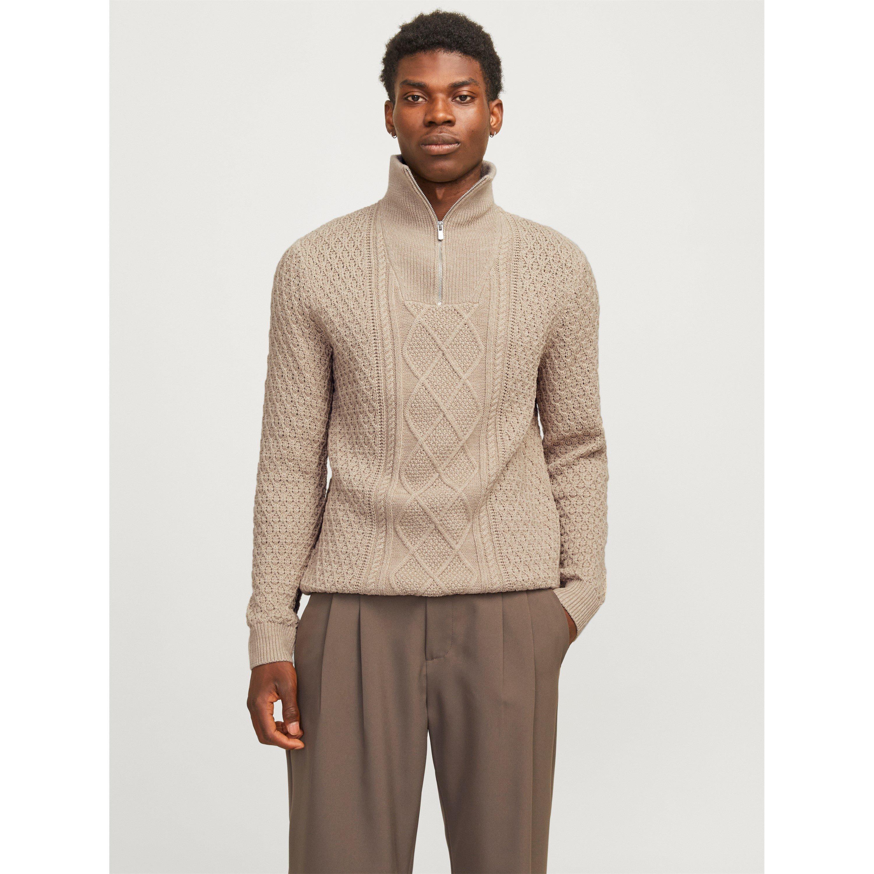 Pure Cashmere - Jack and Jones - Men's North Knitted 1/4 Zip Fleece Fabric - 1
