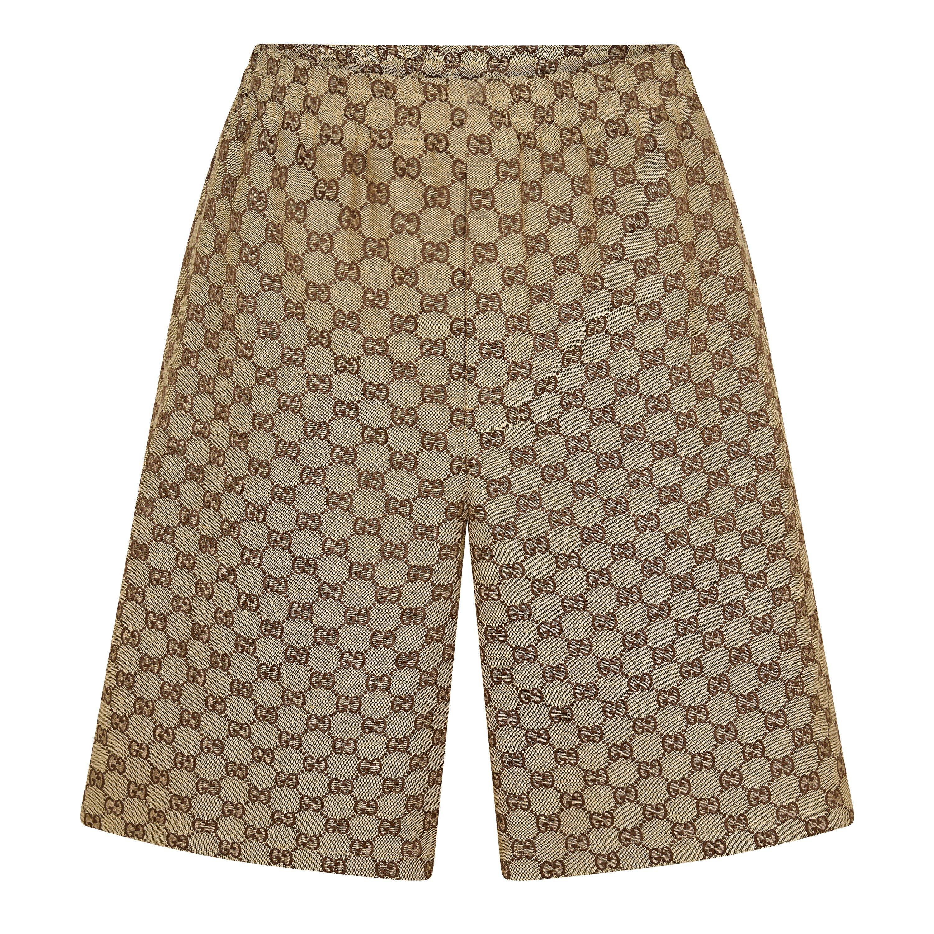 Gucci Mens GG Linen Tailored Shorts - Camel - M