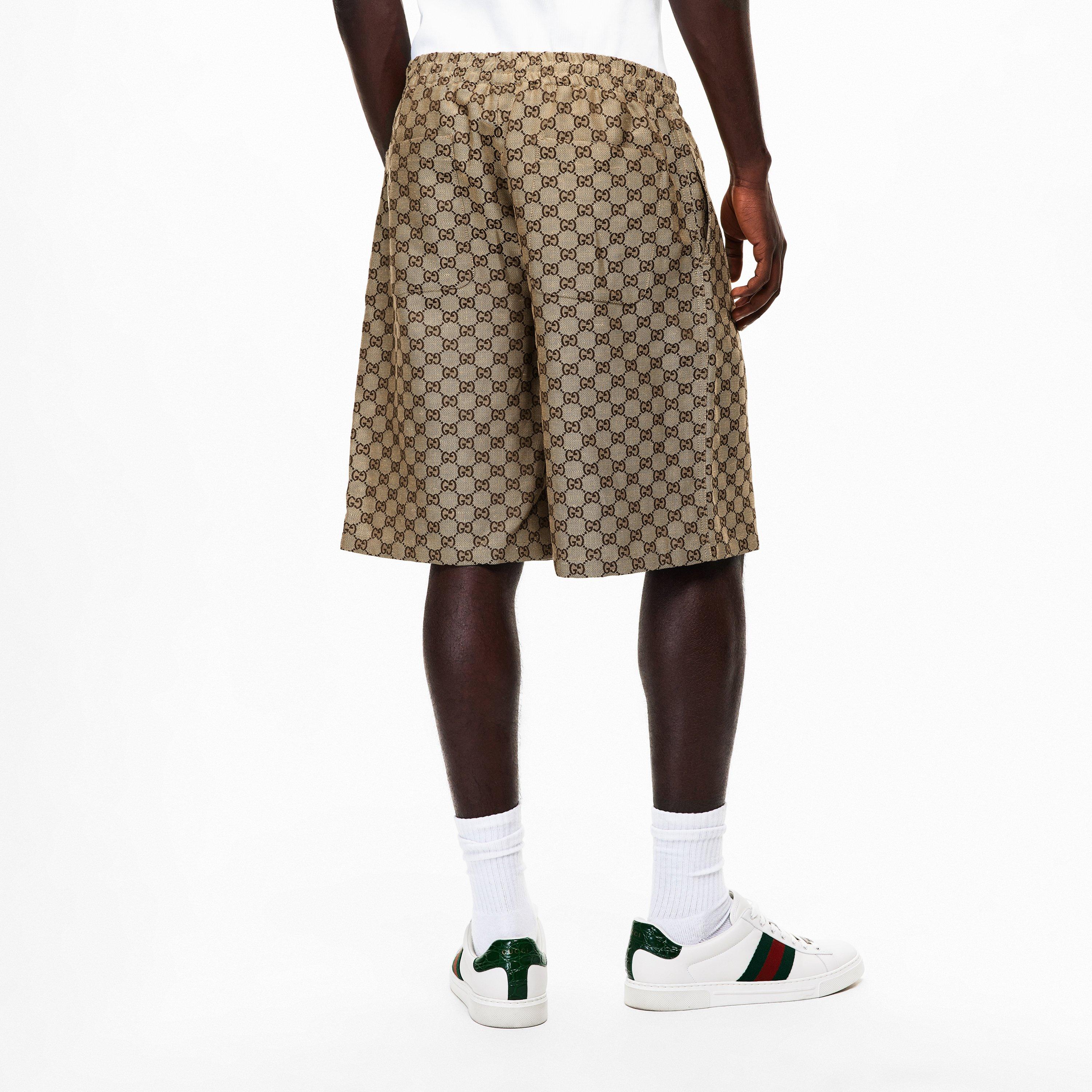 Camel - Gucci - Men's GG Leather Tailored Shorts - 4