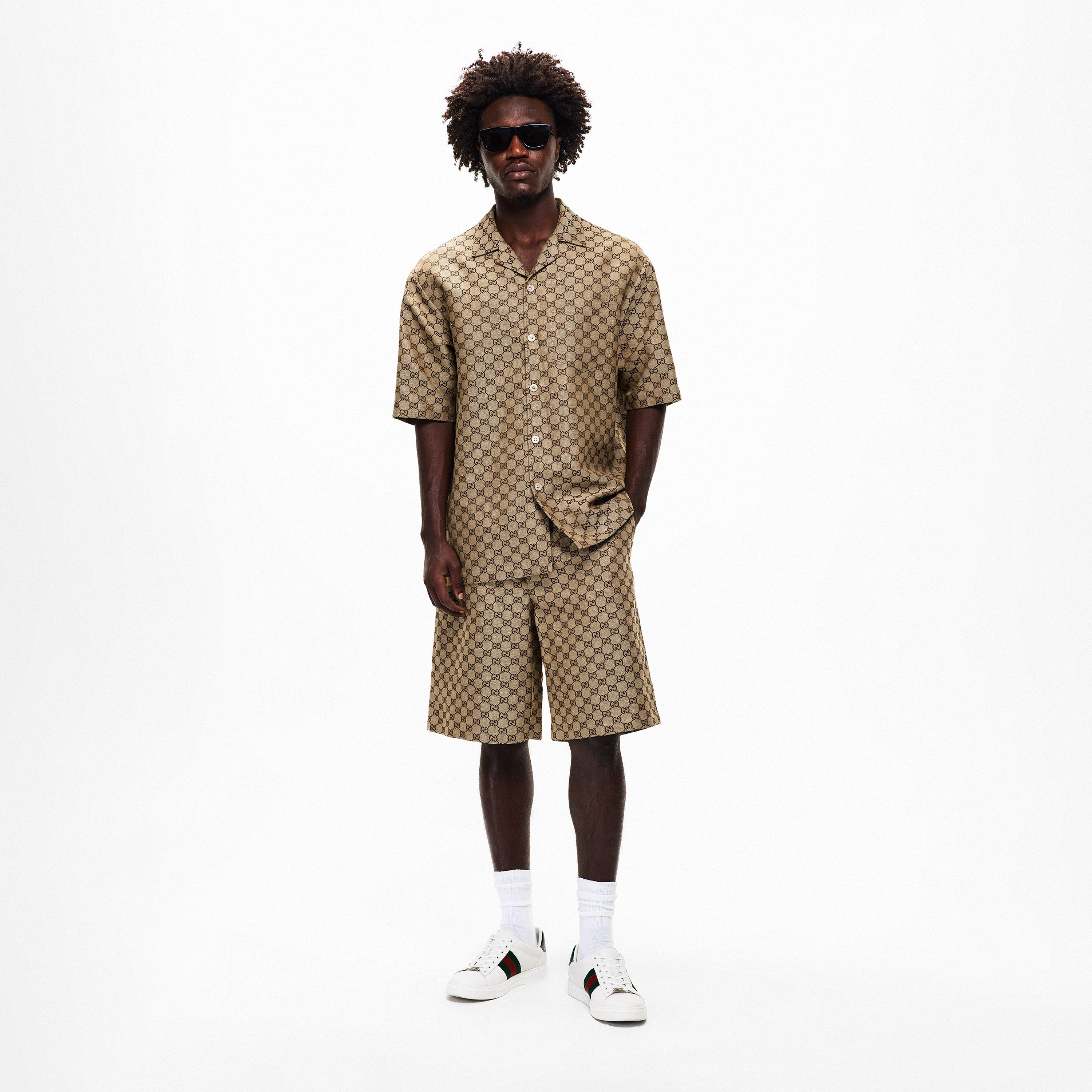 Camel - Gucci - Men's GG Leather Tailored Shorts - 6