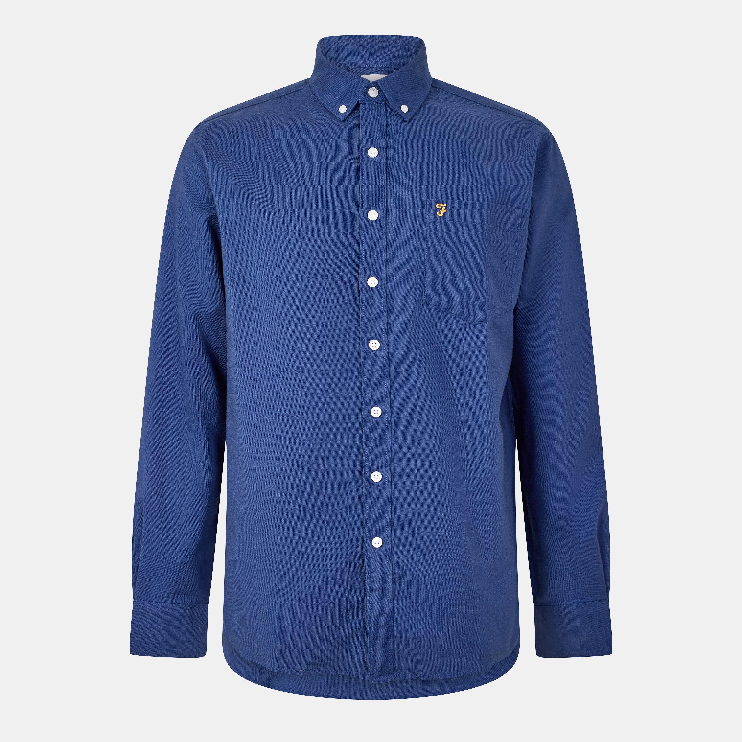 Blu Medio - Farah - Men's Boxworth Long-Sleeve Plain Shirt - 1
