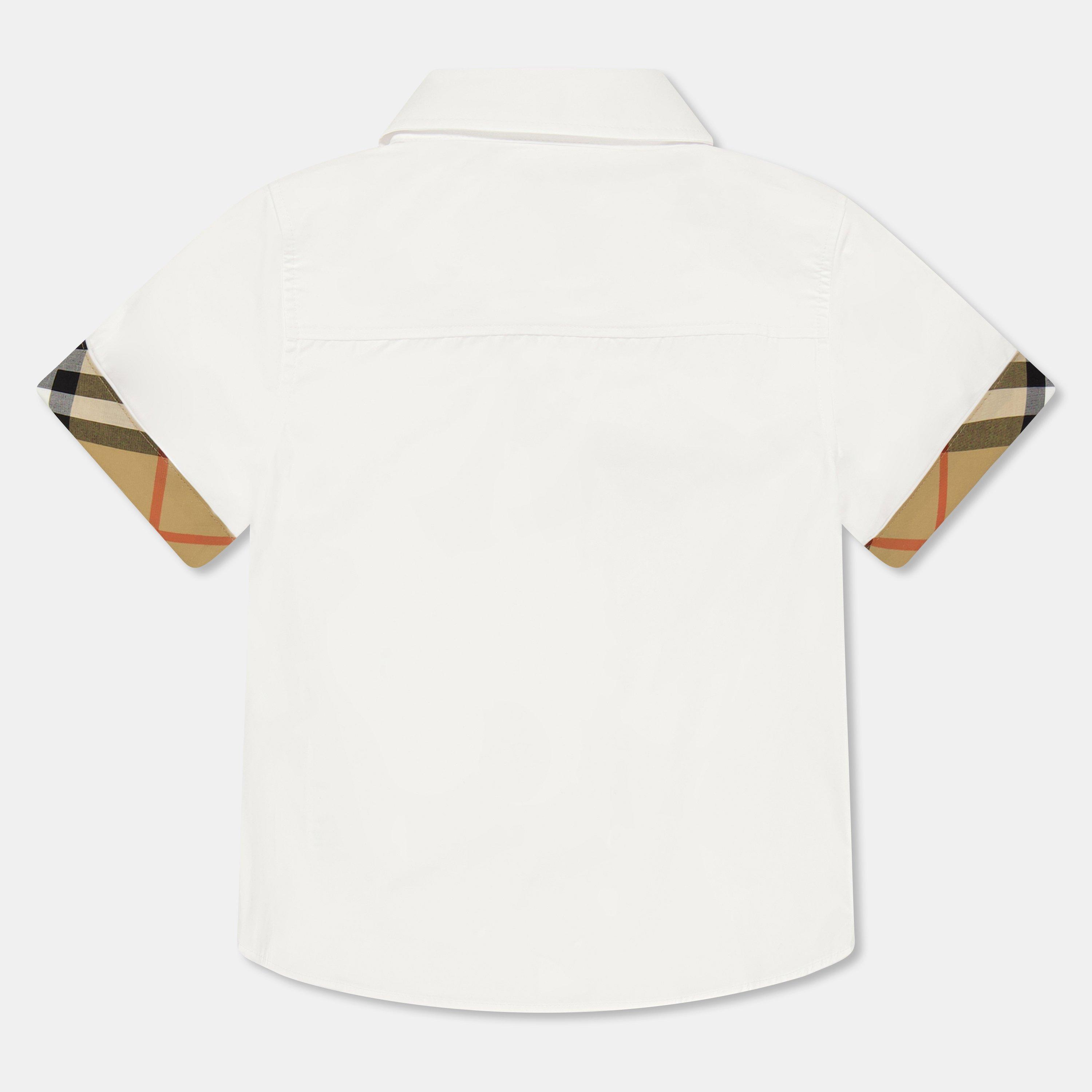 White A1464 - Burberry - Kids' Burb Logo Oxford Short Sleeve Shirt - 2