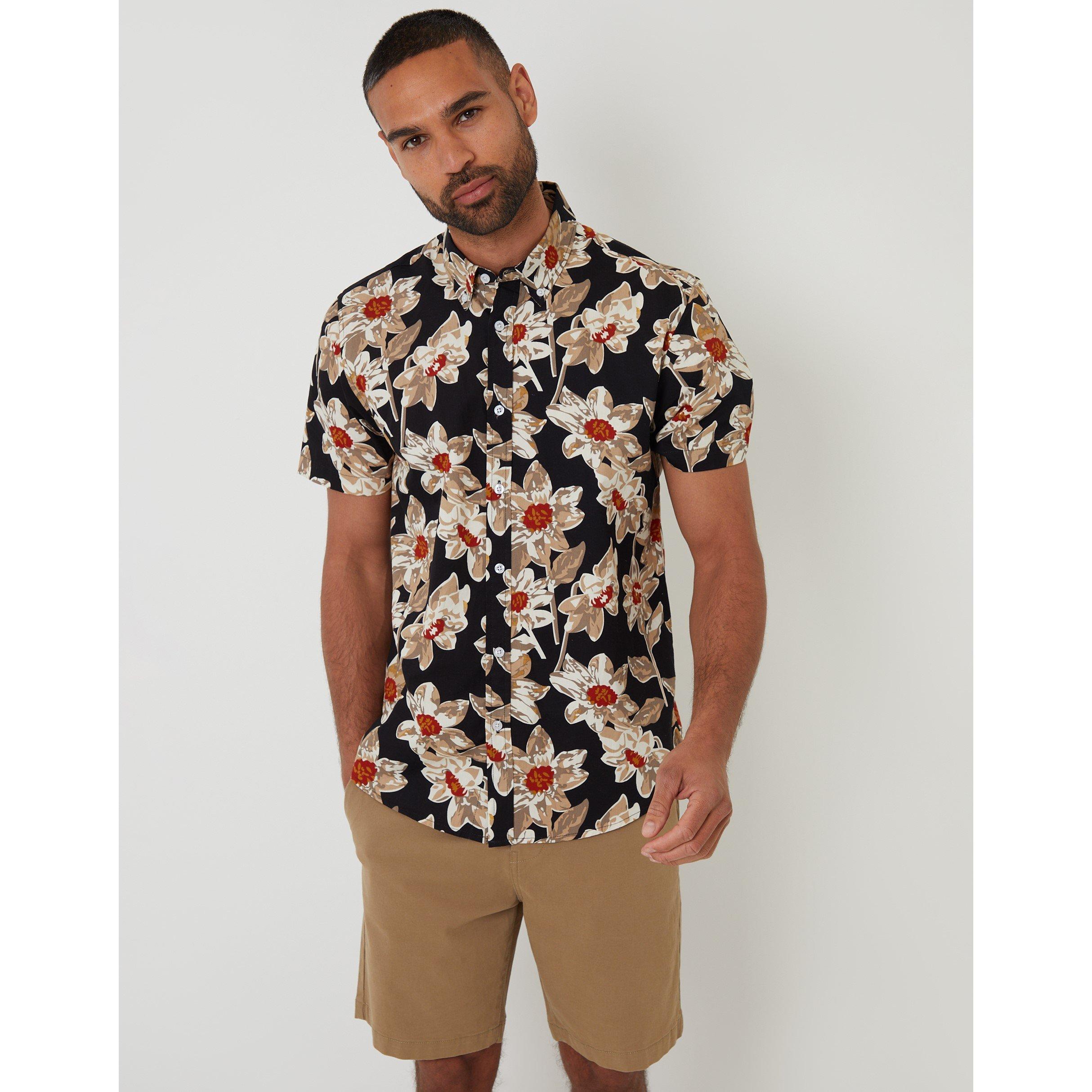 Preto - Threadbare - Men's Bellis Short-Sleeve Patterned Shirt - 1