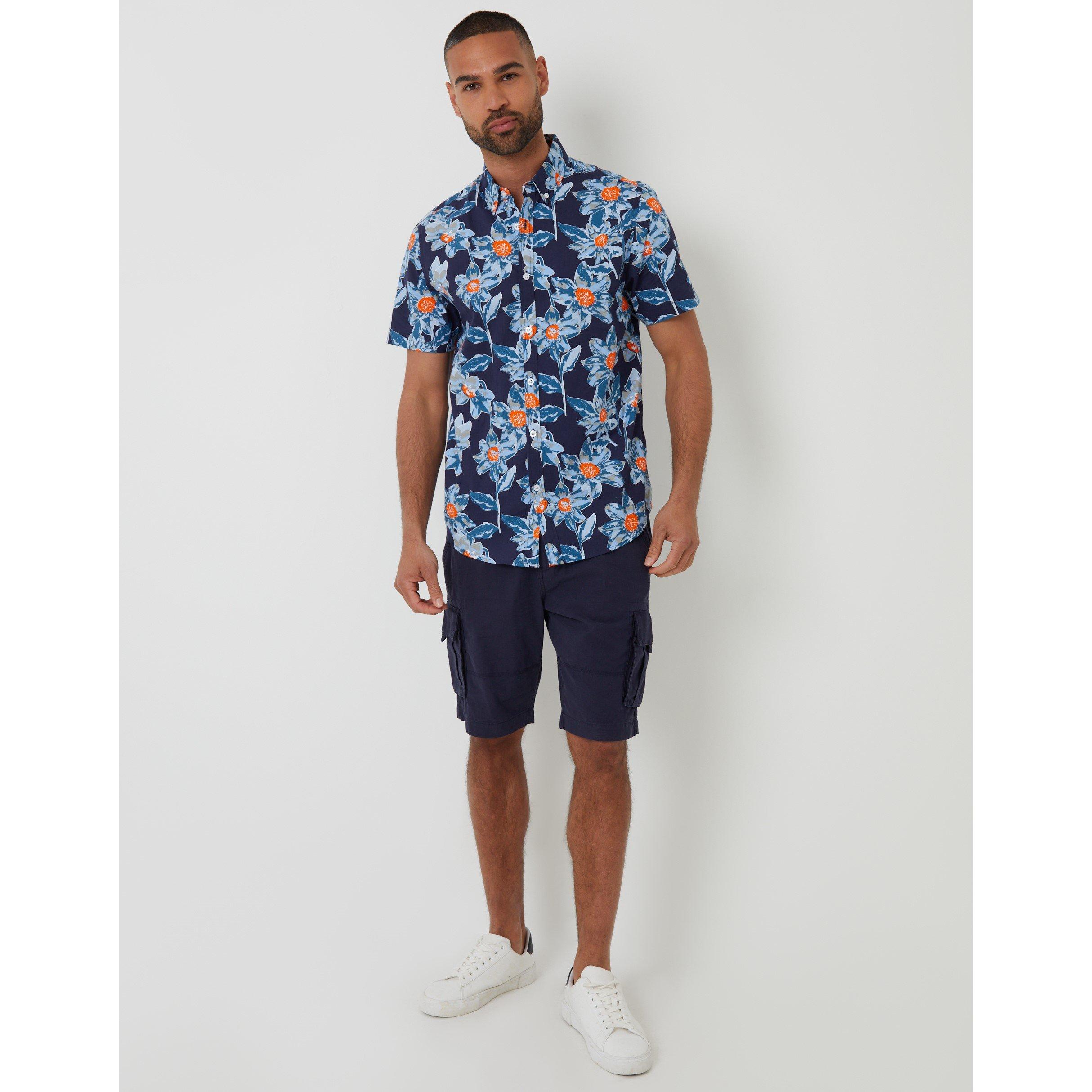 Navy - Threadbare - Bellis Short-Sleeve Patterned Shirt - 2