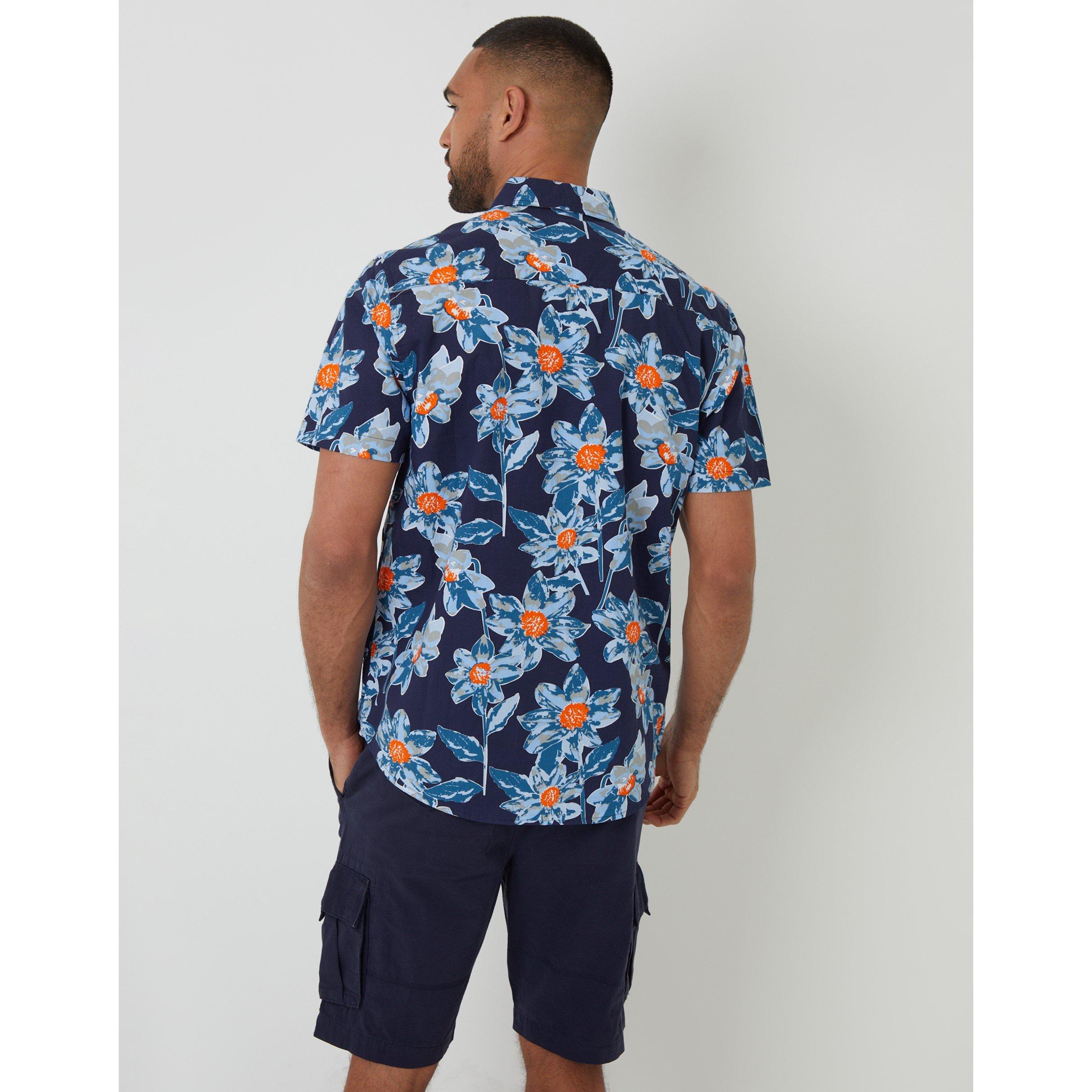 Navy - Threadbare - Bellis Short-Sleeve Patterned Shirt - 3