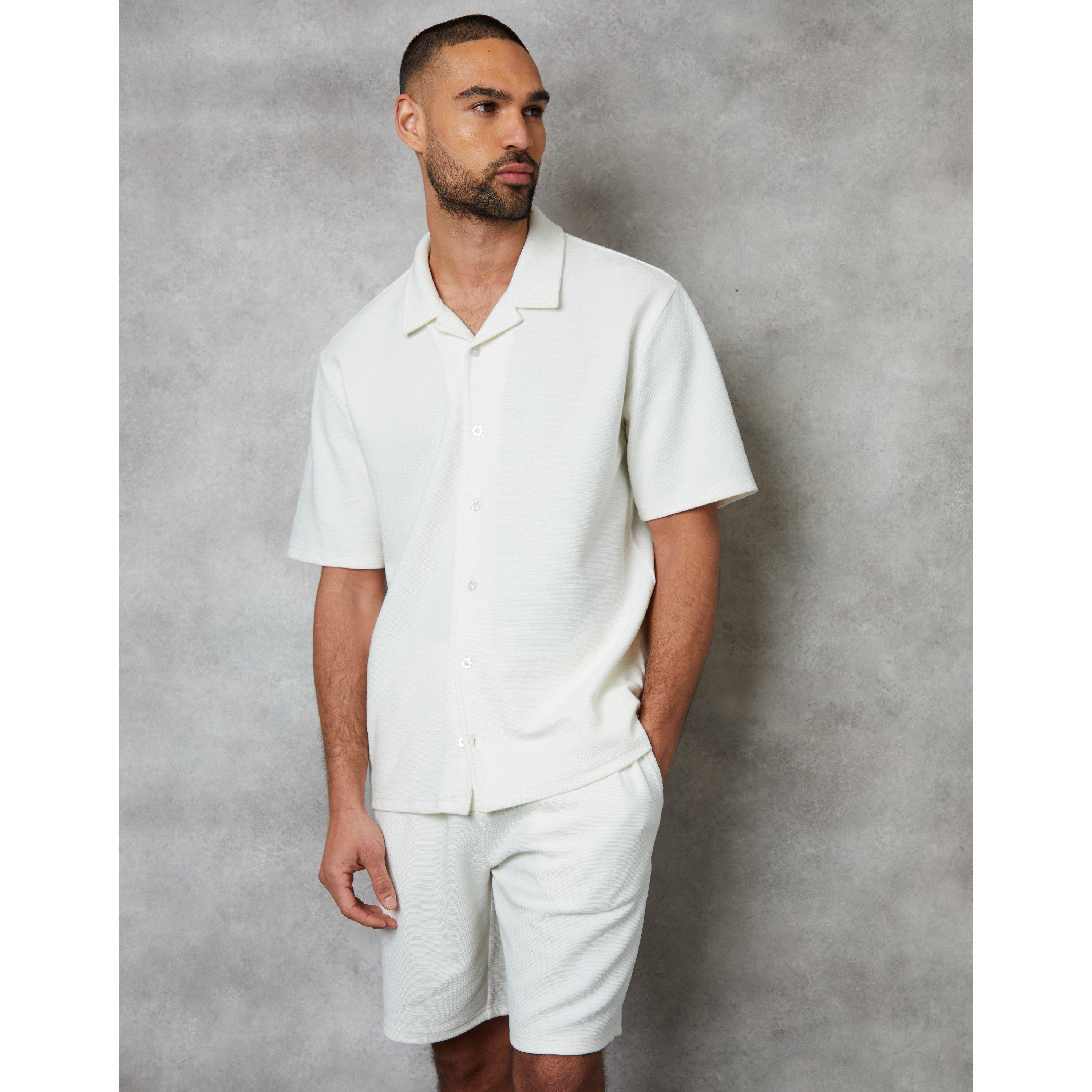 Ecru - Threadbare - Men's Embley Short-Sleeve Patterned Shirt - 1