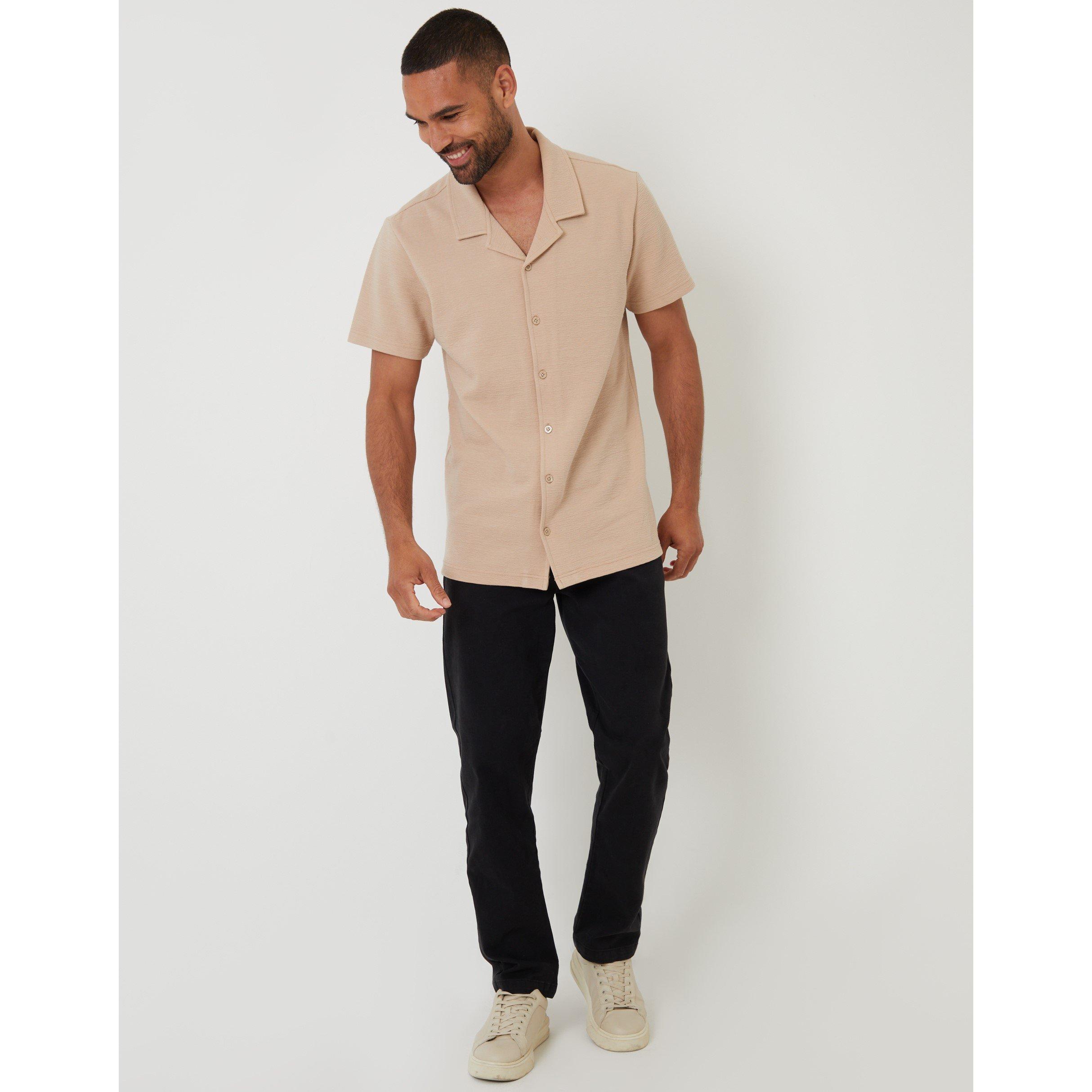 Stone - Threadbare - Men's Embley Short-Sleeve Patterned Shirt - 2