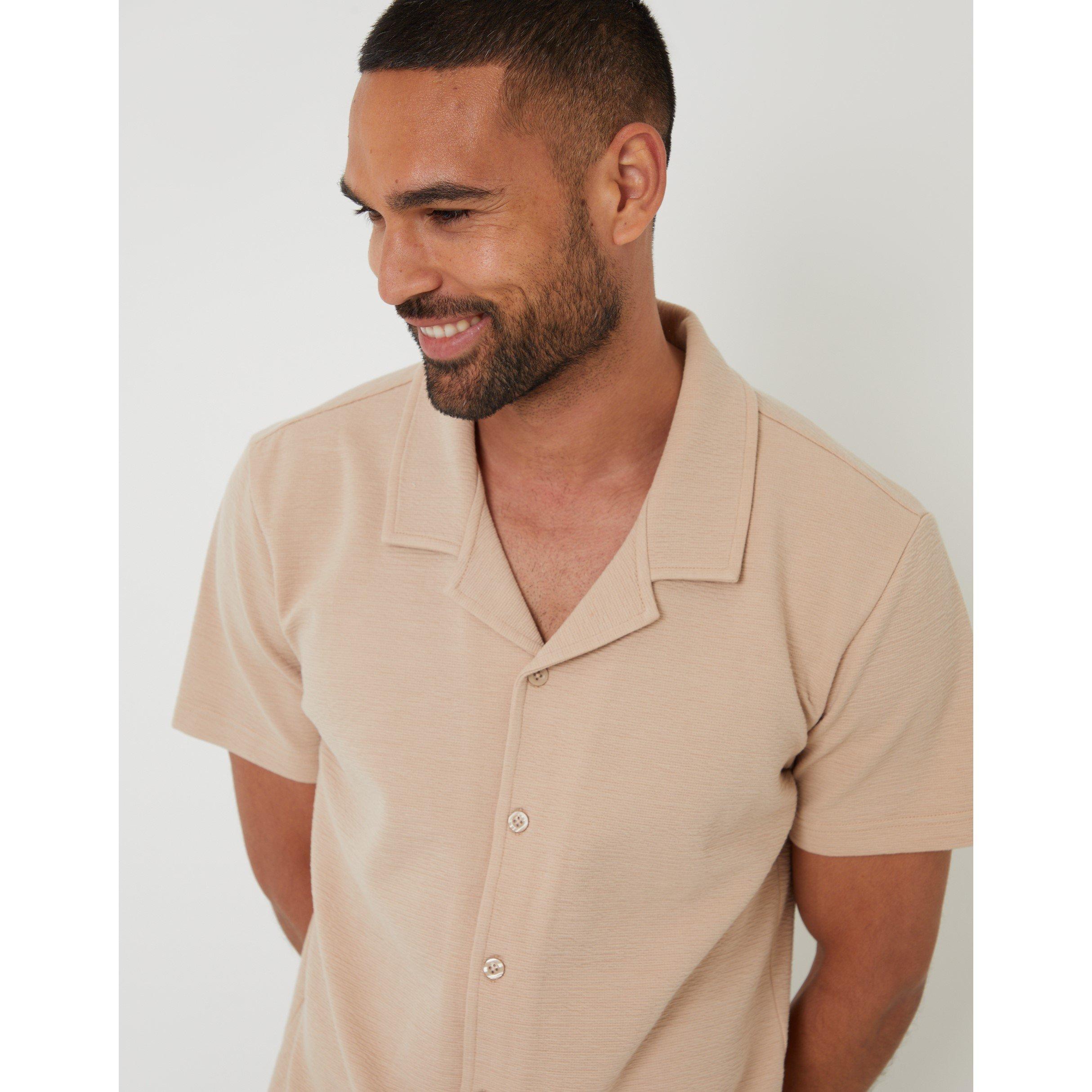 Stone - Threadbare - Men's Embley Short-Sleeve Patterned Shirt - 4