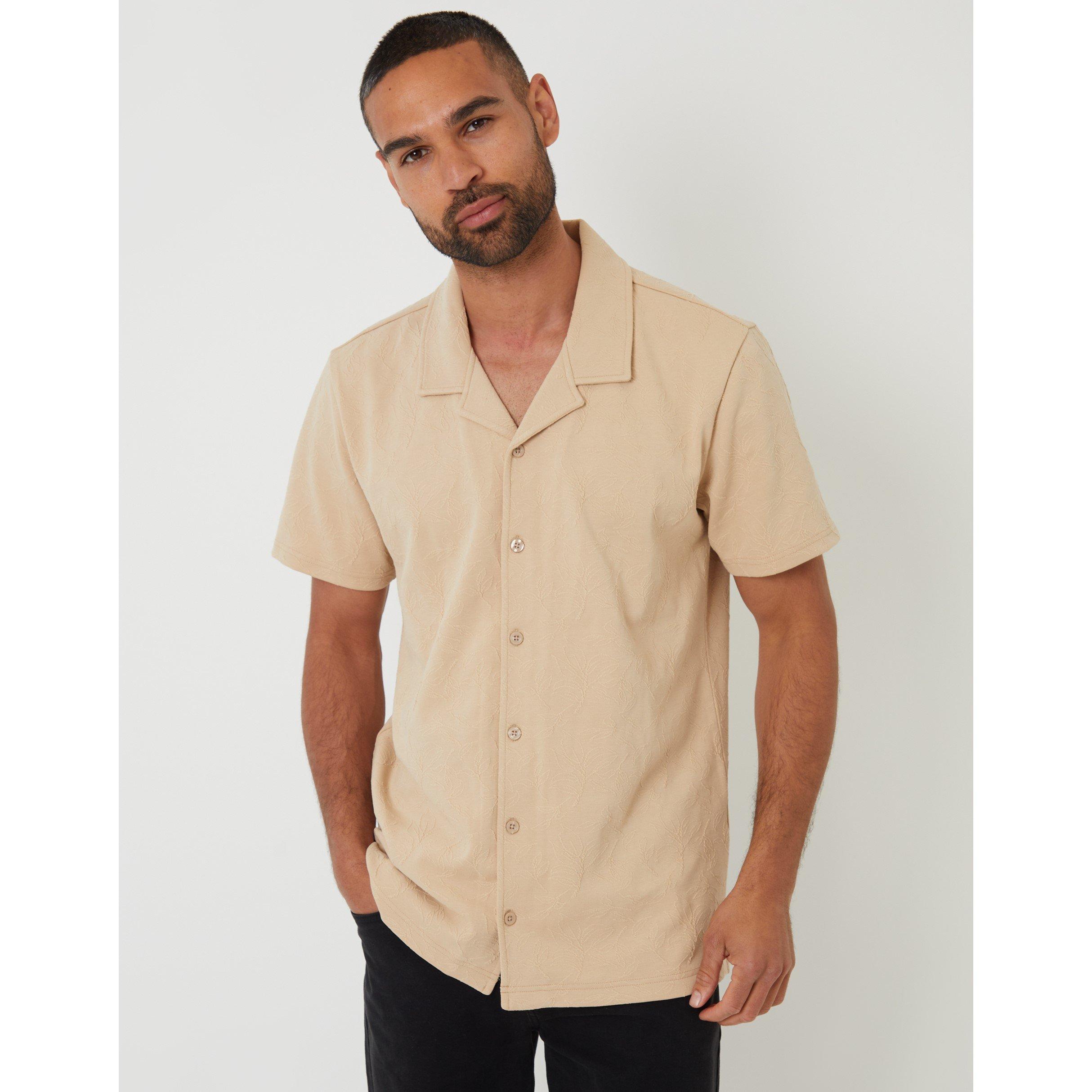 Stone - Threadbare - Men's Darvel Short-Sleeve Patterned Shirt - 4