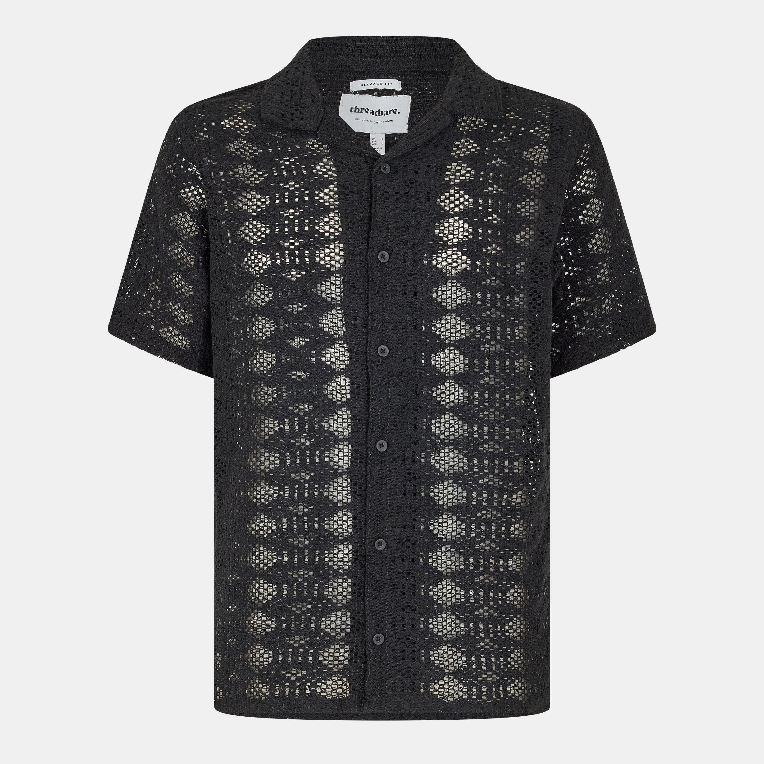 Black - Threadbare - Men's Short-Sleeve Patterned Shirt - 1