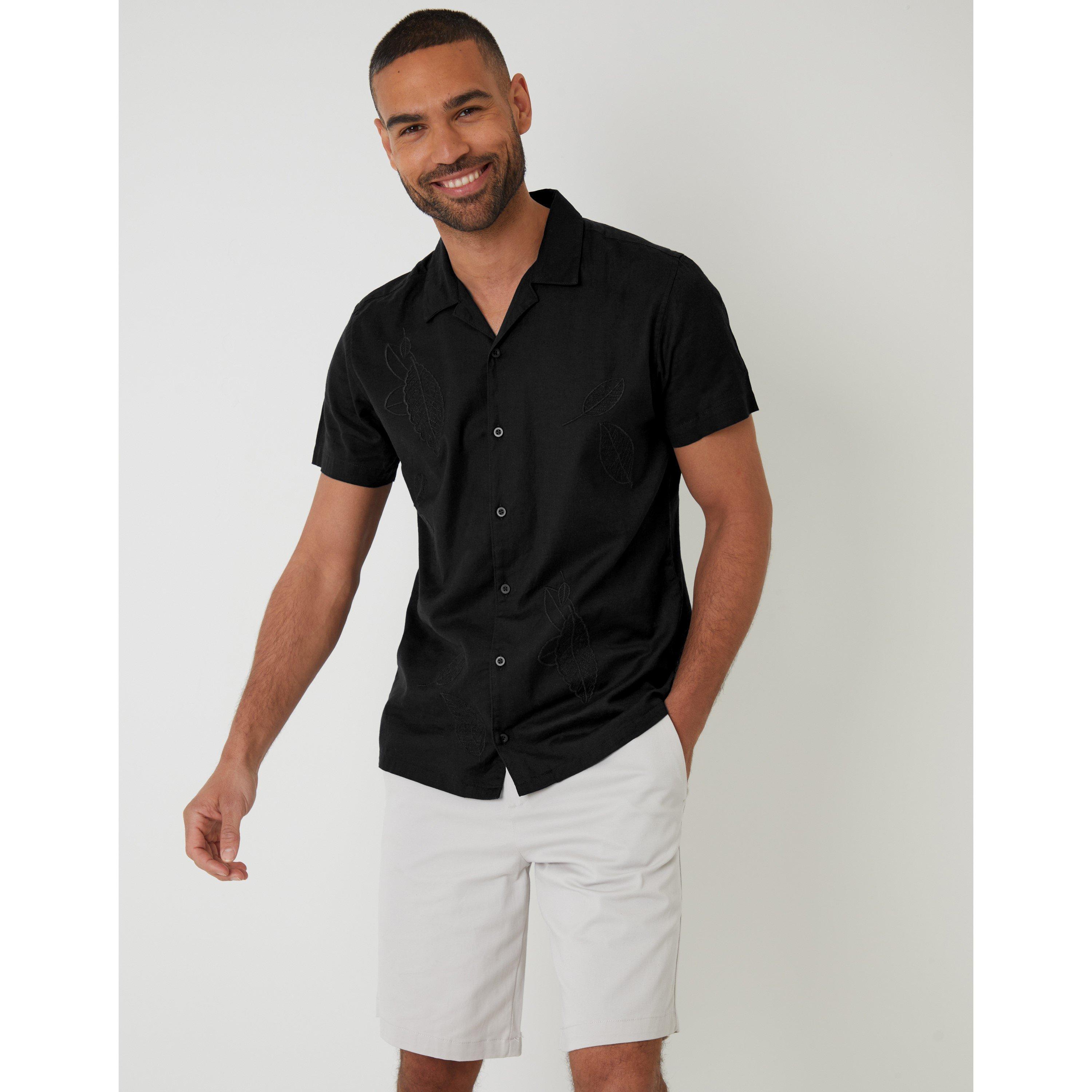 Threadbare Men's Maples Short-Sleeve Patterned Shirt - Black - Small