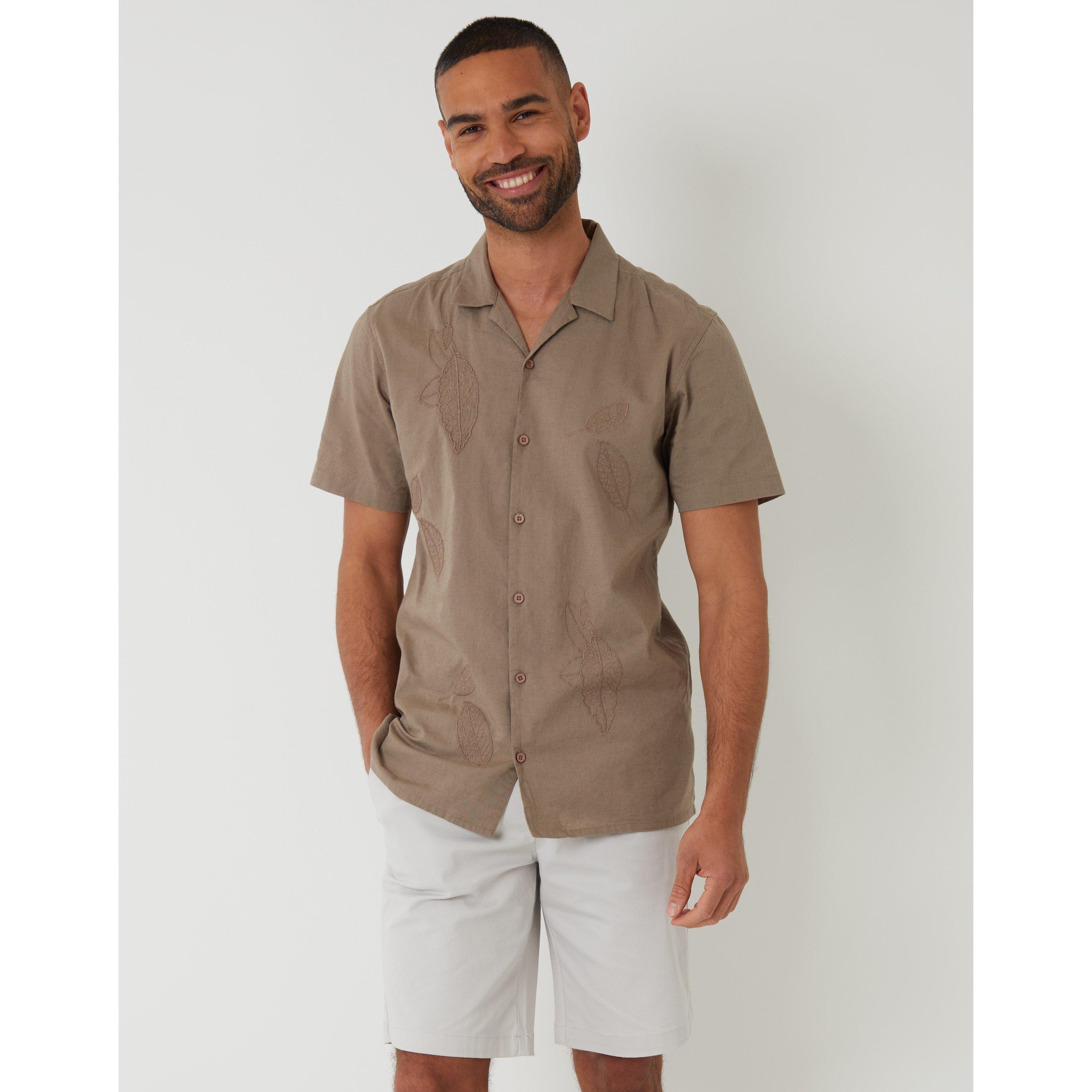 Taupe - Threadbare - Men's Maples Short-Sleeve Patterned Shirt - 1