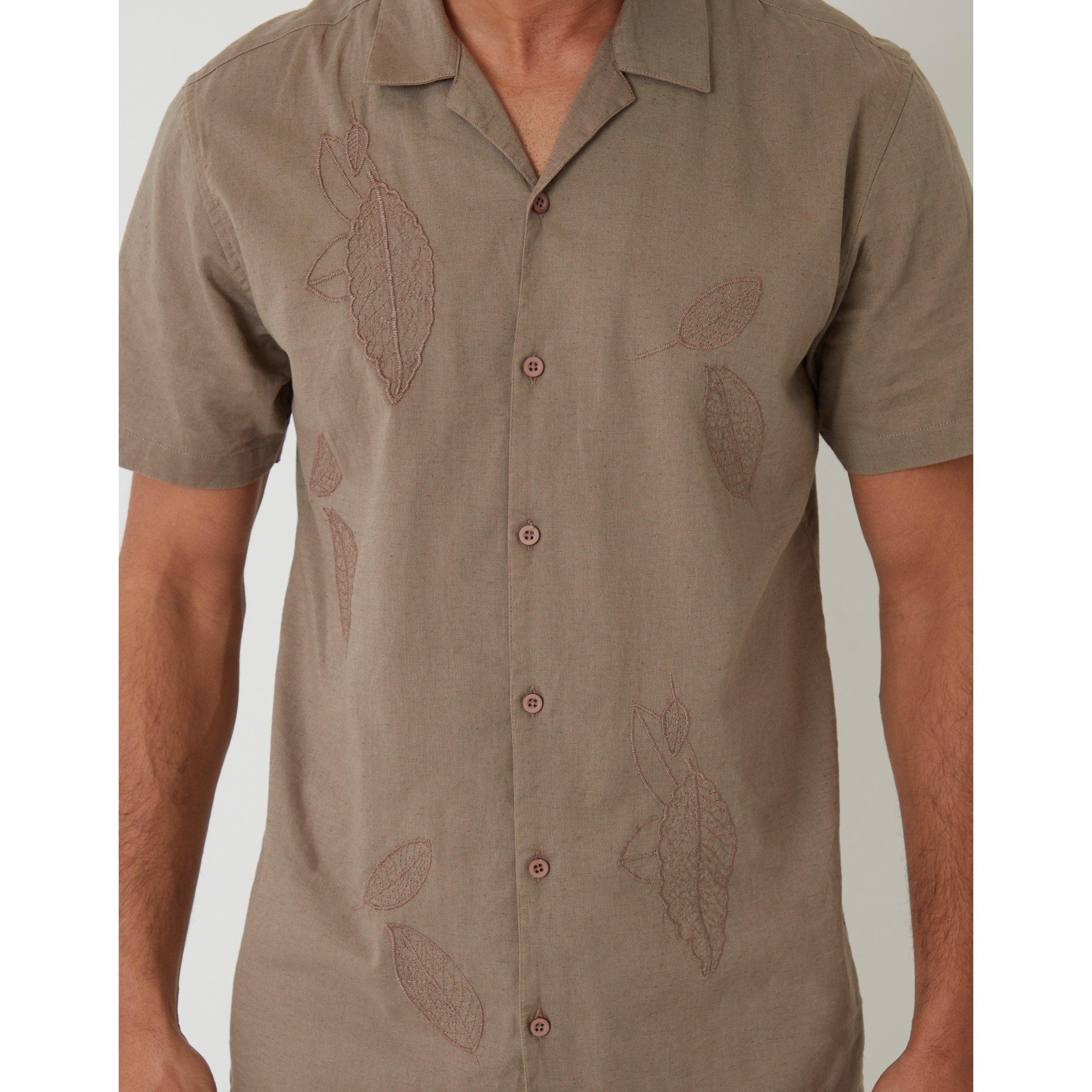 Taupe - Threadbare - Men's Maples Short-Sleeve Patterned Shirt - 4