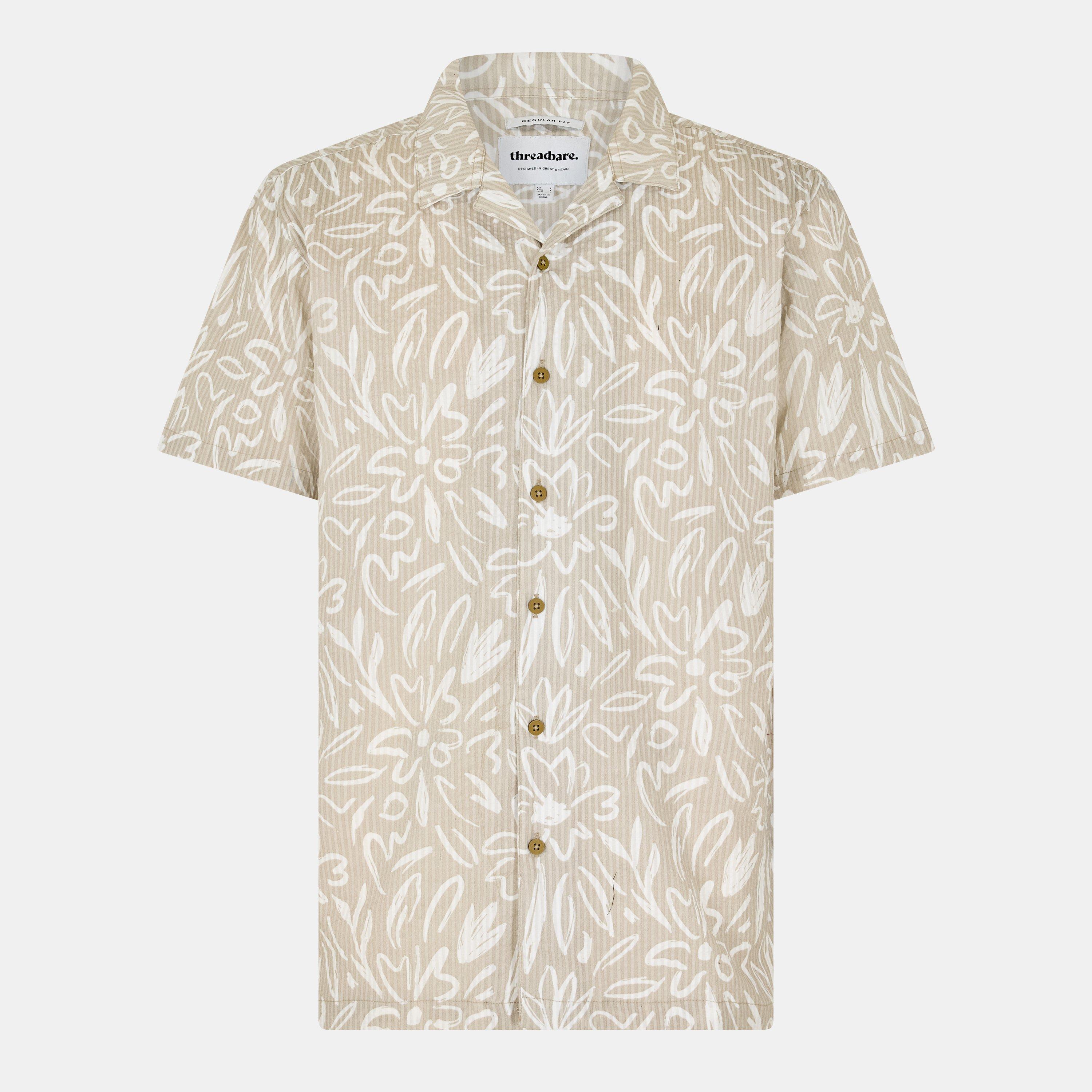 Light Stone - Threadbare - Men's Dalo Short-Sleeve Patterned Shirt - 1