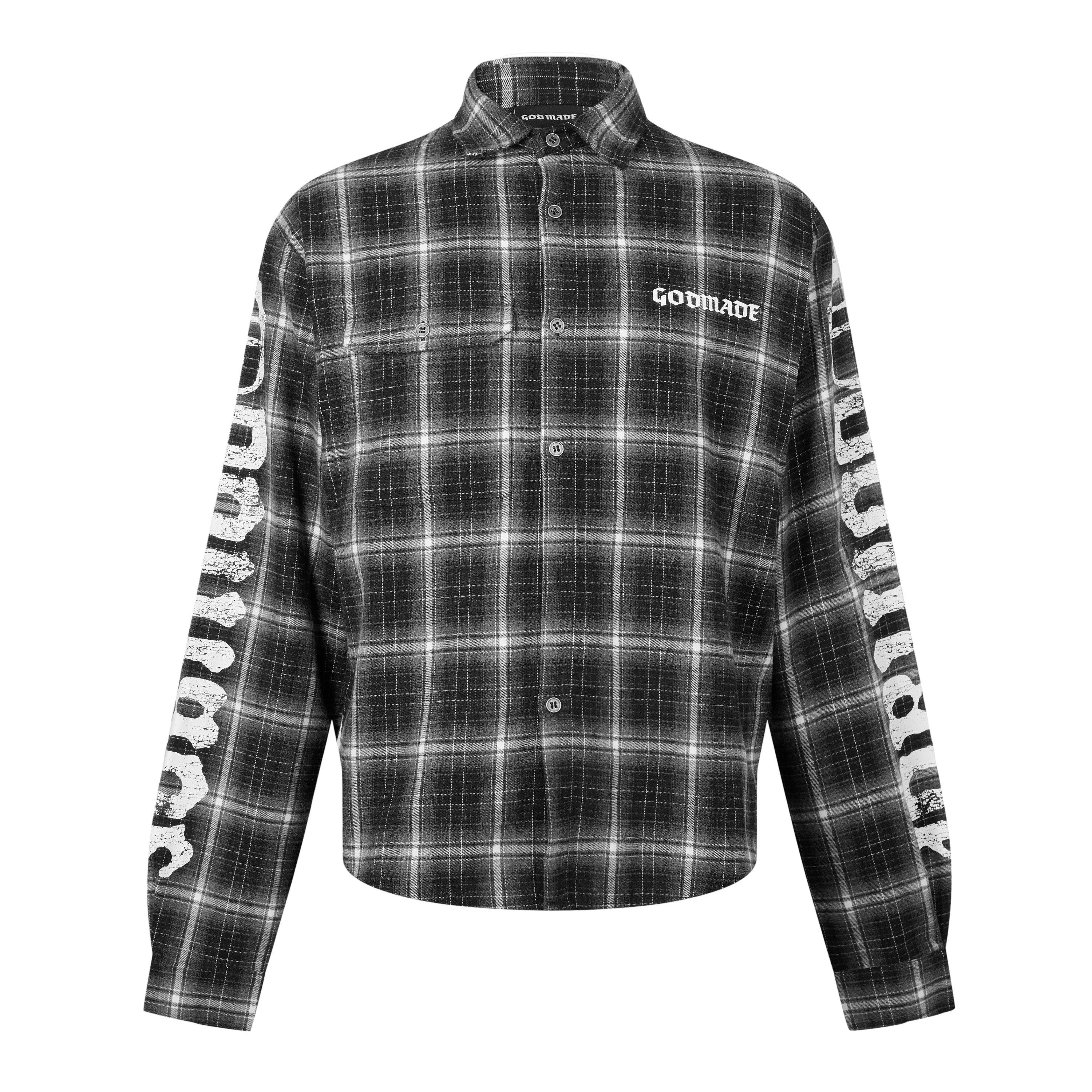 BLACK/ GREY - God Made - Men's Long Sleeve Patterned Shirt - 1