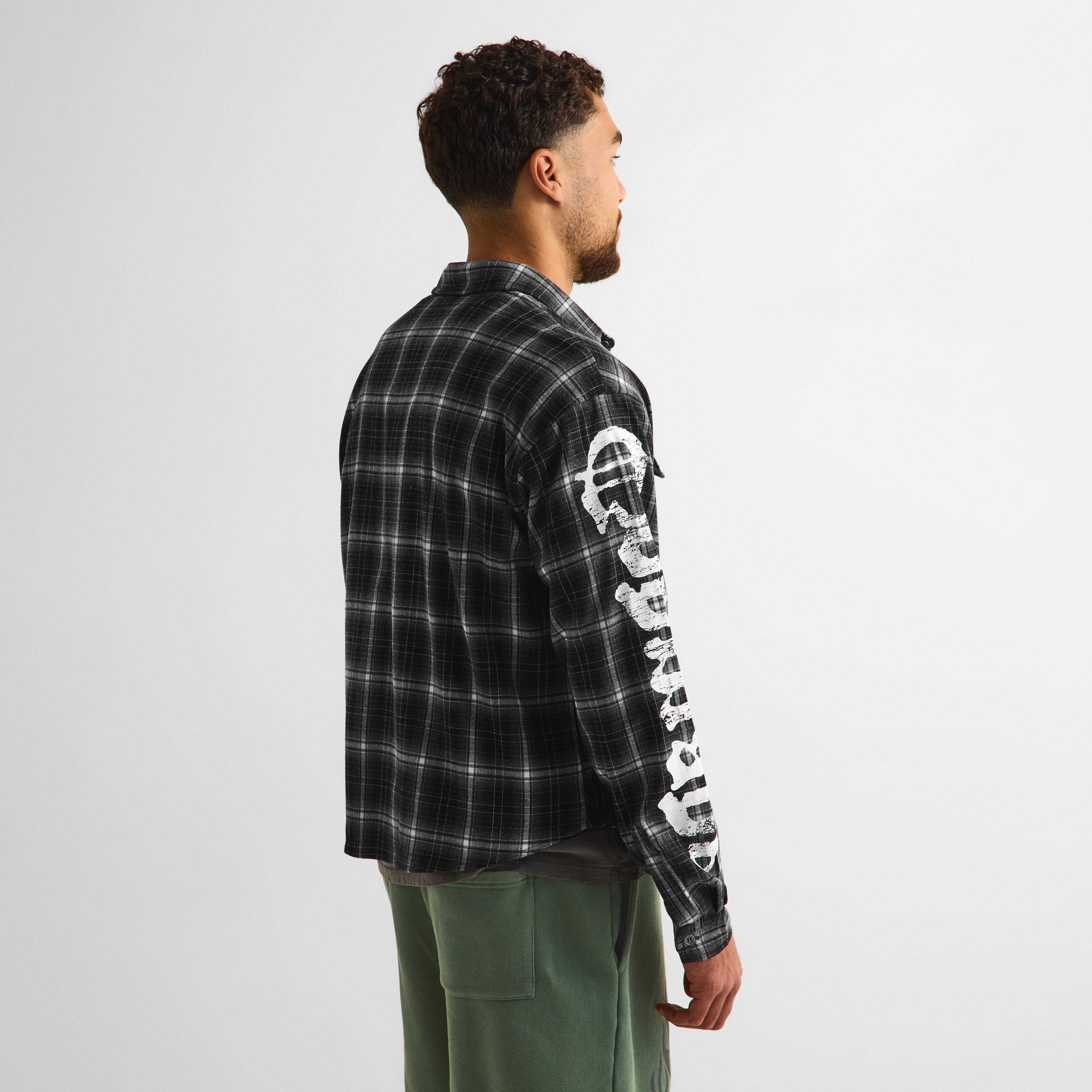 BLACK/ GREY - God Made - Men's Long Sleeve Patterned Shirt - 4