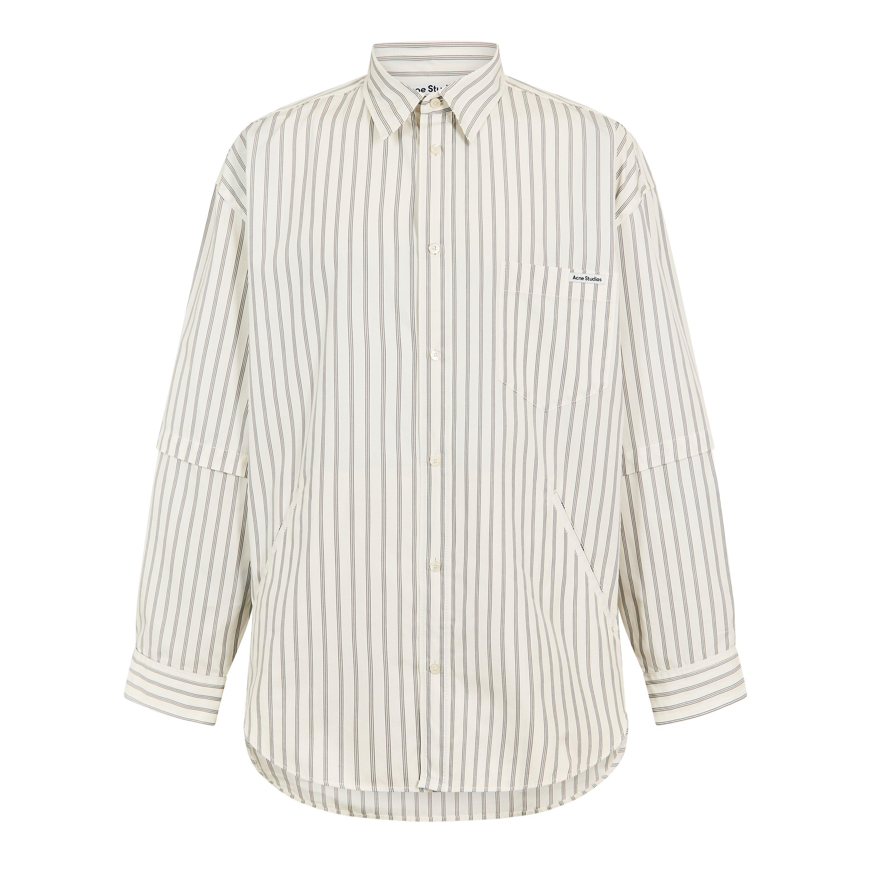 Acne Studios Mens Striped Long Sleeve Shirt - White/Grey - Size M (48)