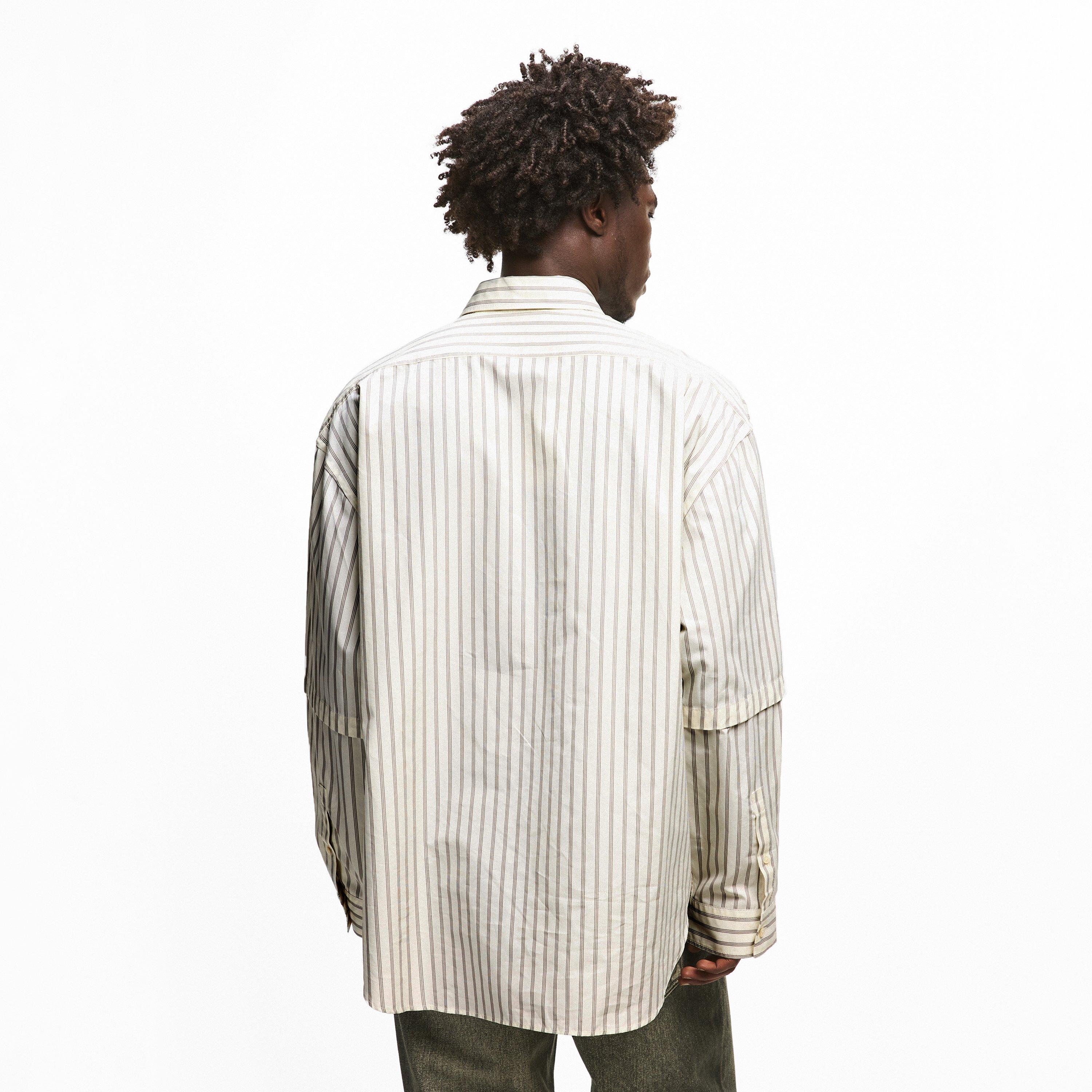 White/Grey - Acne Studios - Mens Striped Long Sleeve Shirt - 4