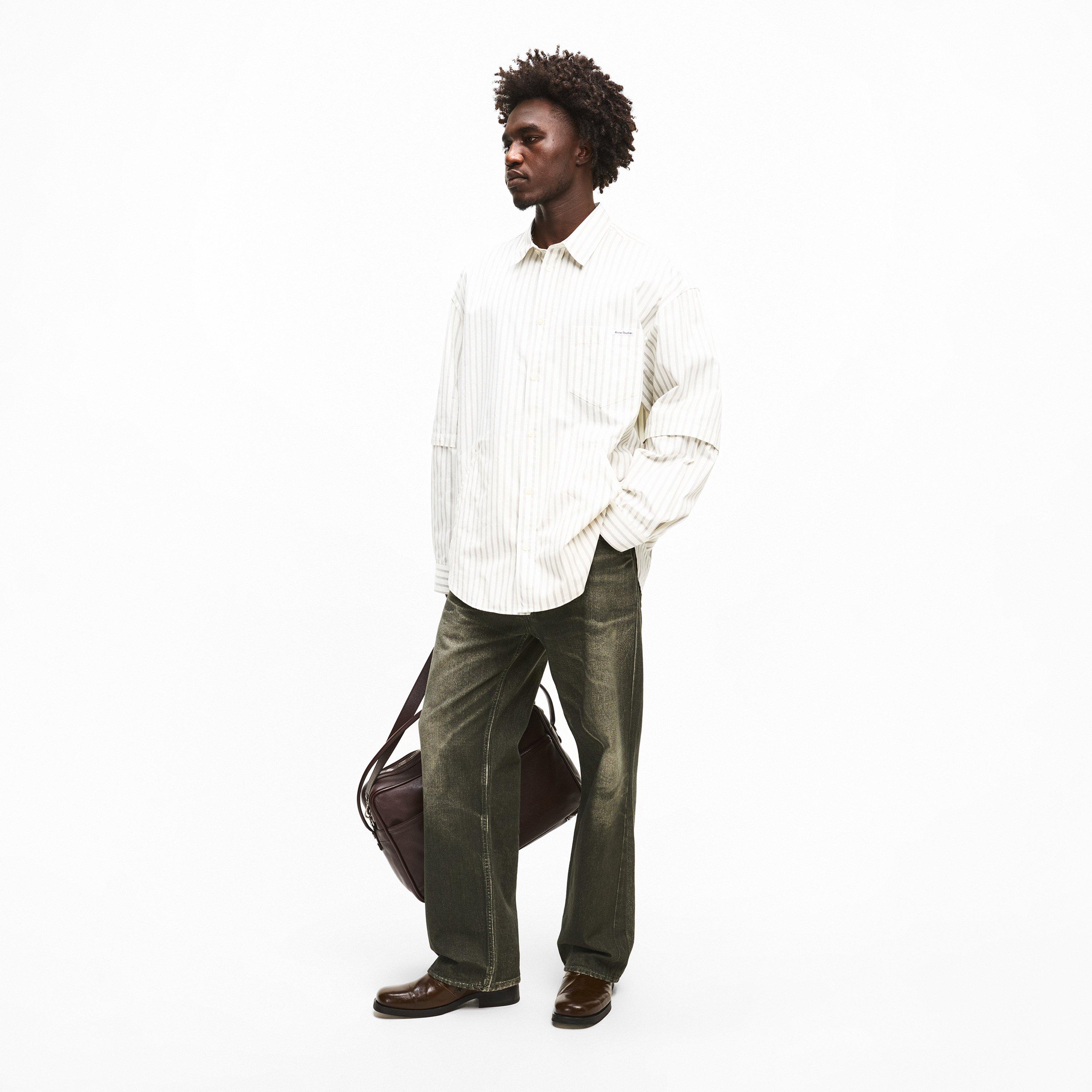 White/Grey - Acne Studios - Mens Striped Long Sleeve Shirt - 6