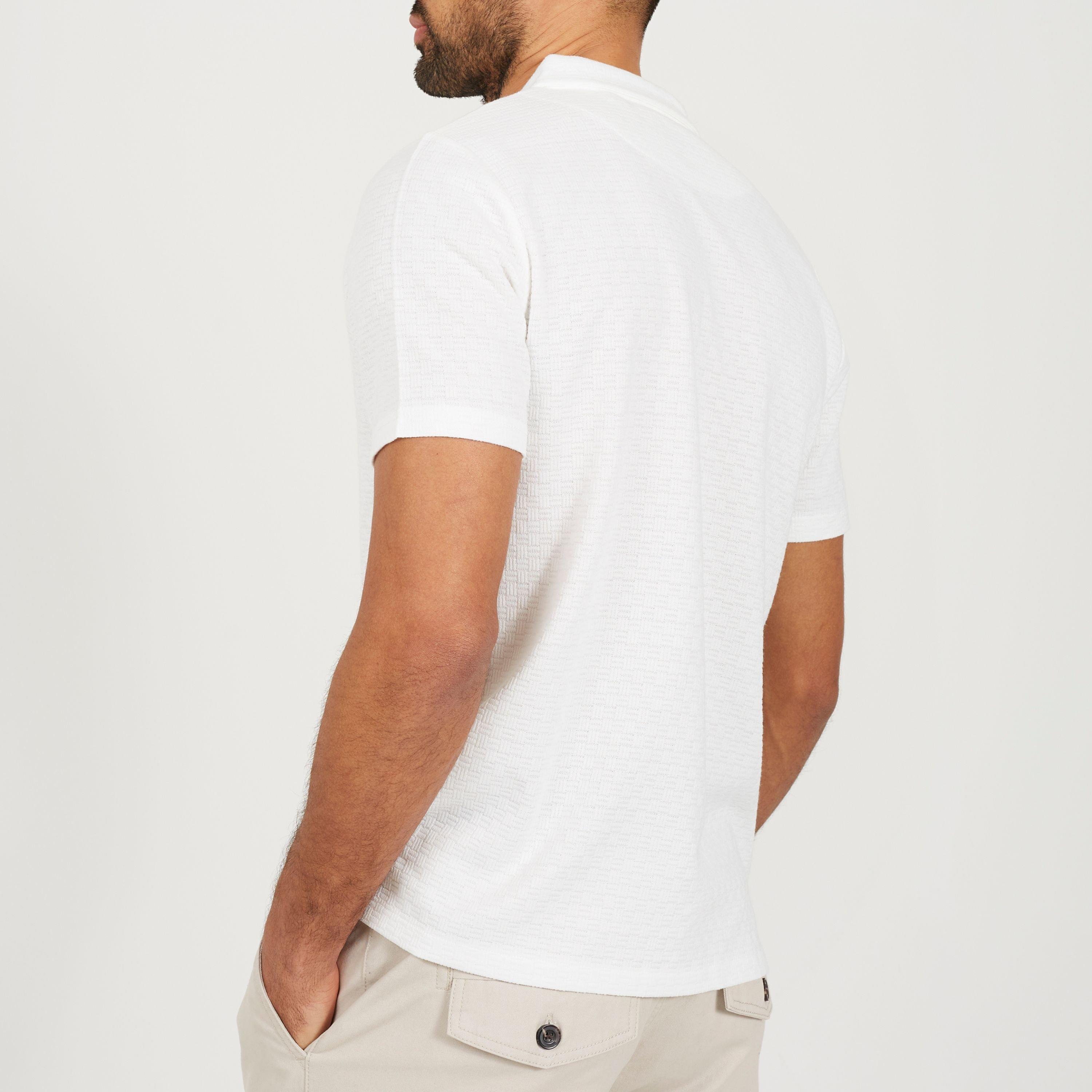 Cream - Brave Soul - Short Sleeve Mens Button Up Textured Shirt - 2