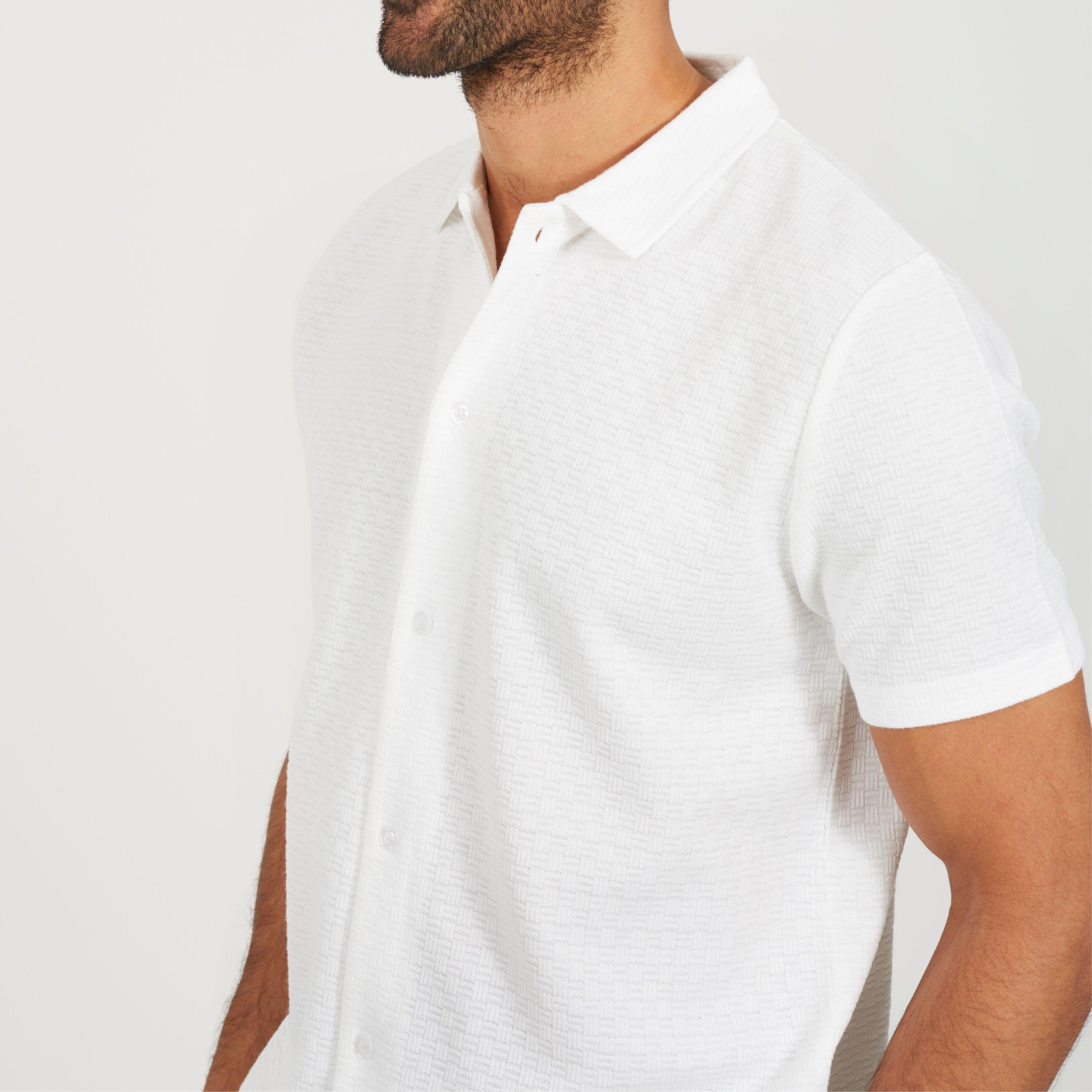 Cream - Brave Soul - Short Sleeve Mens Button Up Textured Shirt - 3