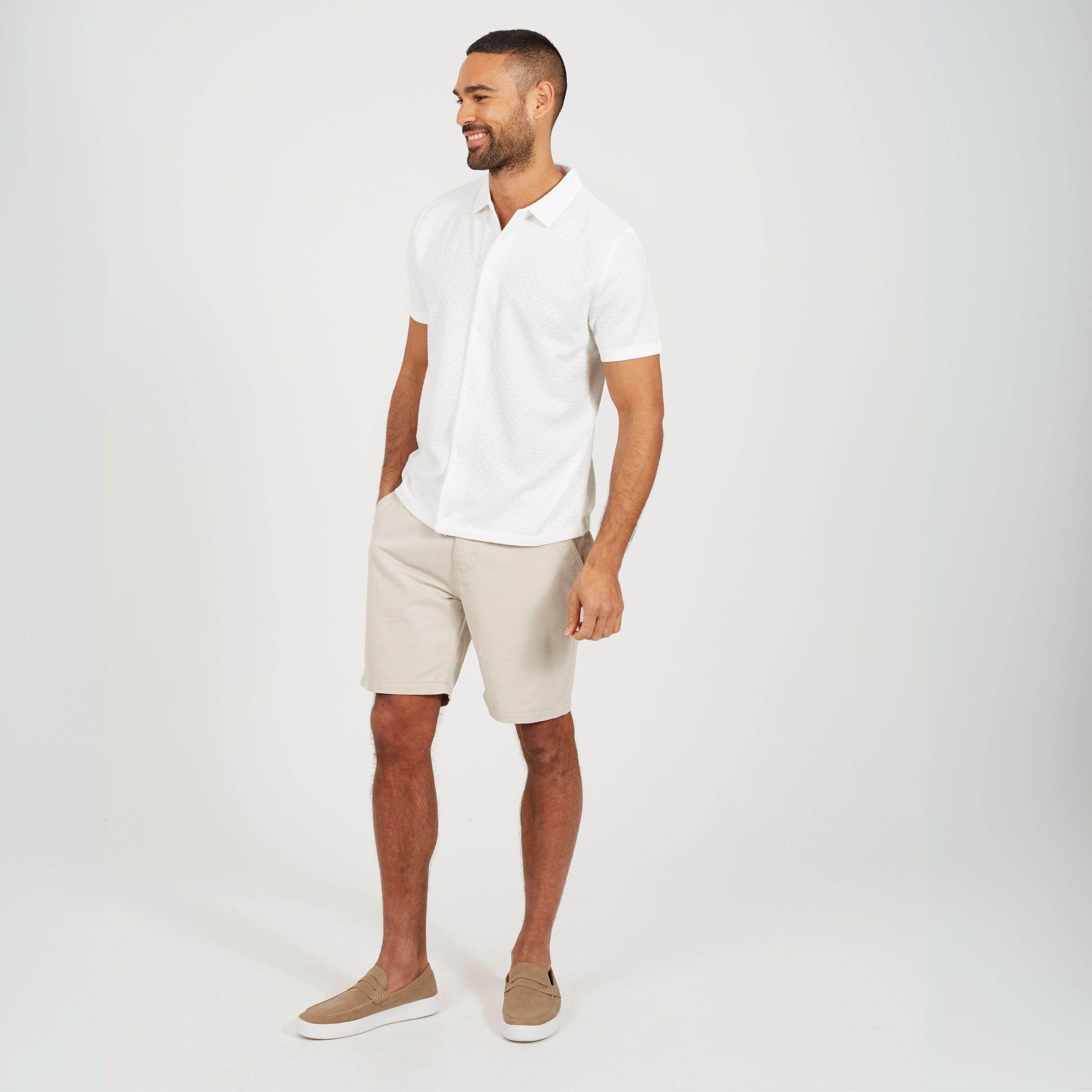 Cream - Brave Soul - Short Sleeve Mens Button Up Textured Shirt - 4