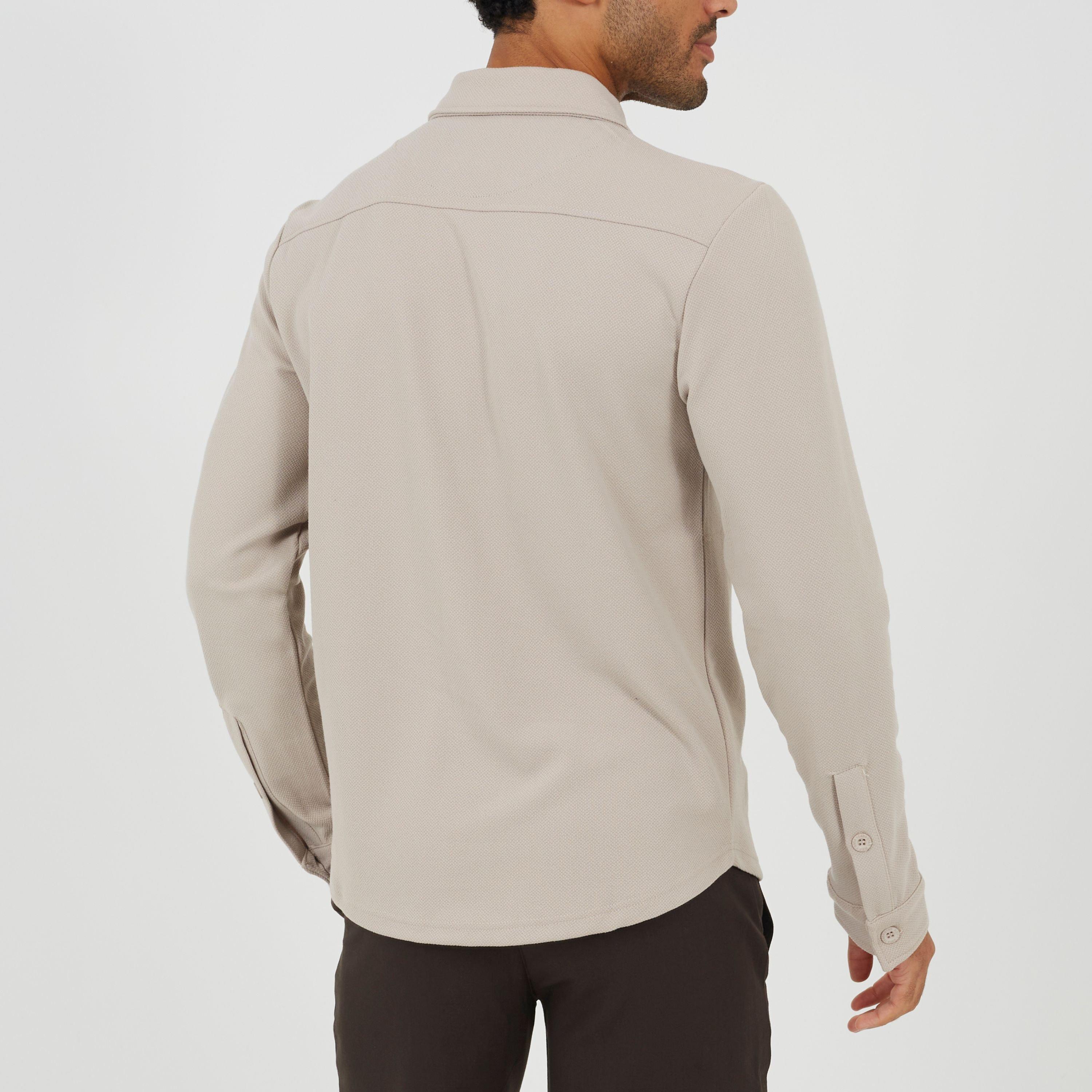 Light Sand - Brave Soul - Mens Light Sand Fuve Button Long Sleeve Shirt - 2