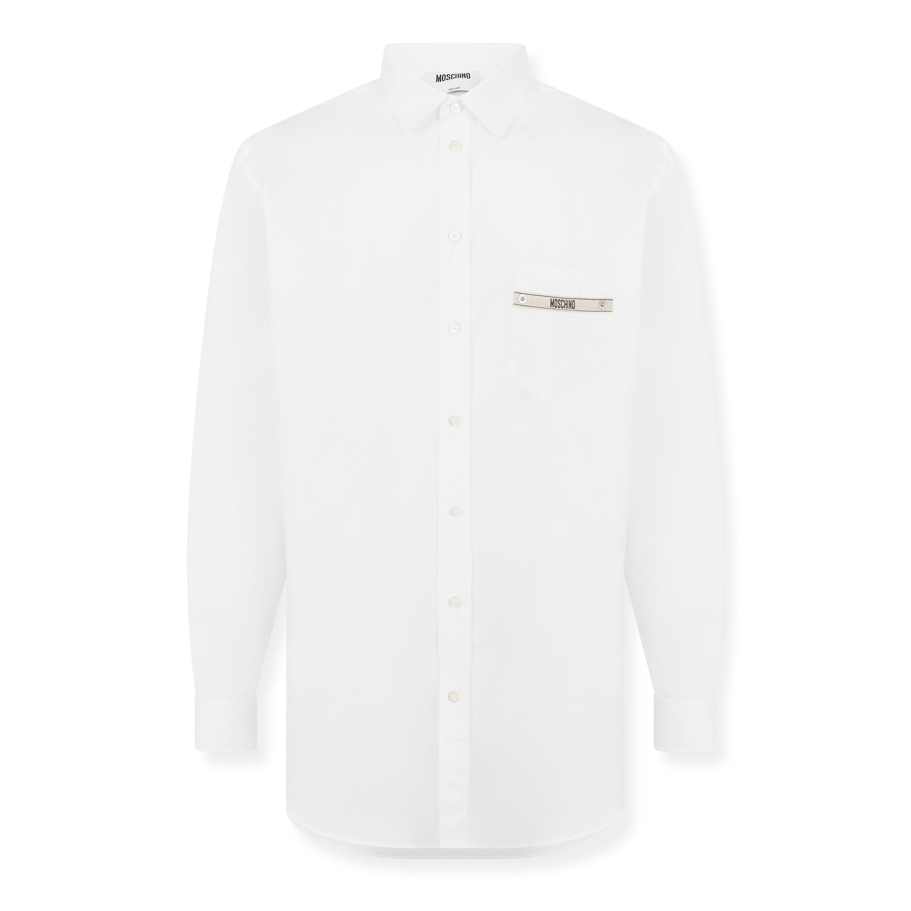 White - Moschino - Men's Tape Long Sleeve Plain Shirt - 1