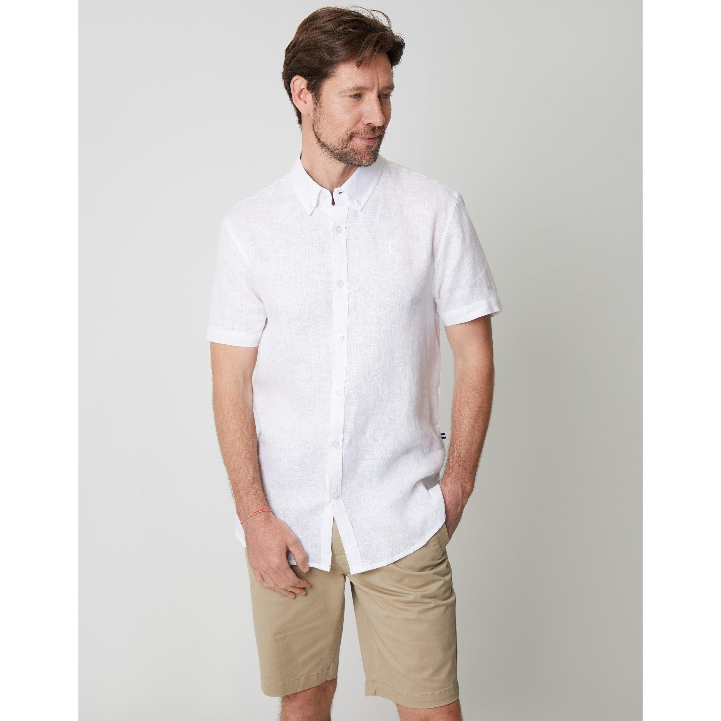 Saltwell Men's Short-Sleeve Oxford Shirt - White - Large