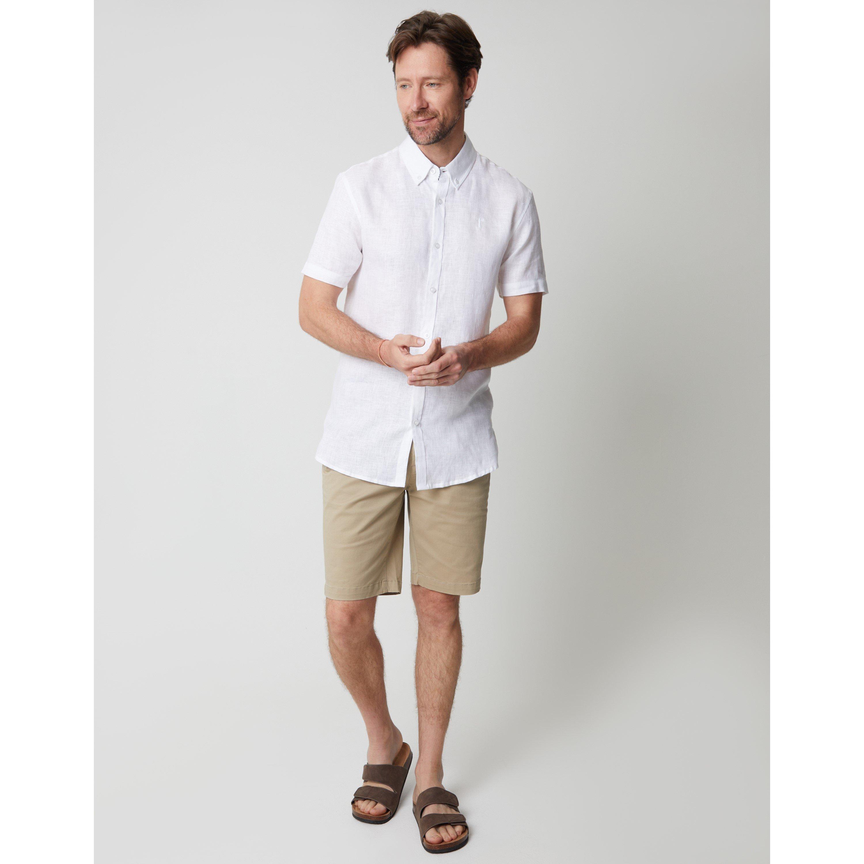 White - Saltwell - Men's Short-Sleeve Oxford Shirt - 2