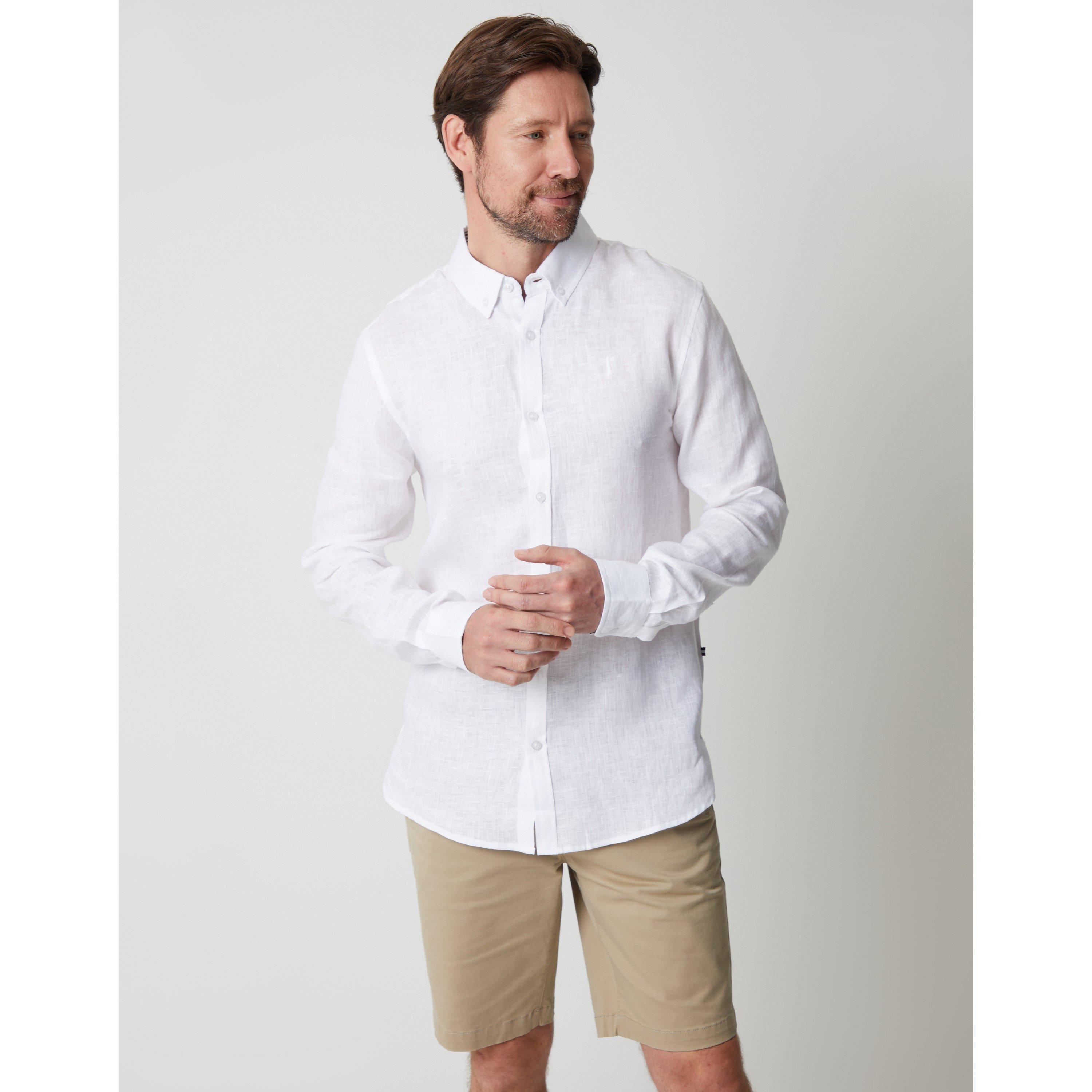 Saltwell Men's Long-Sleeve Oxford Shirt - White - Small