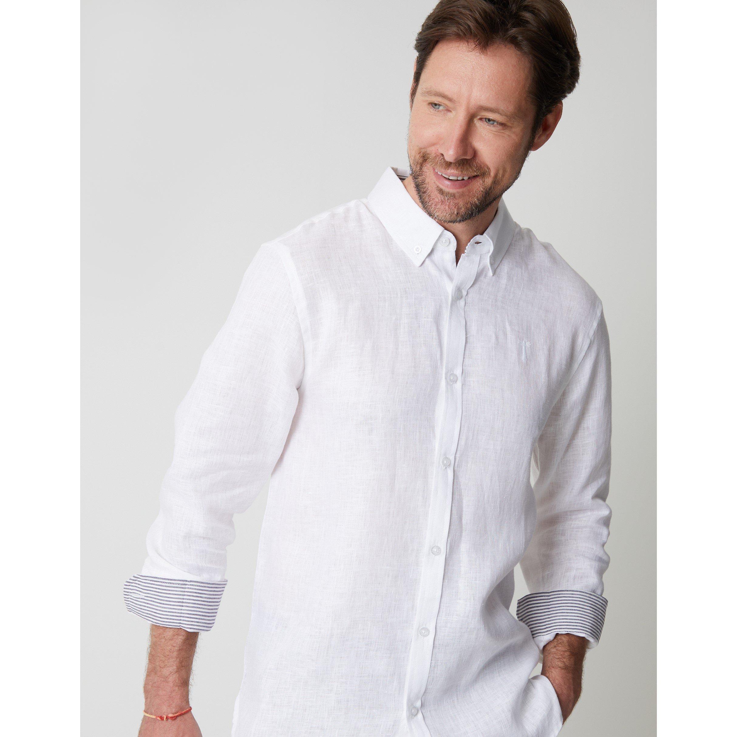 White - Saltwell - Men's Long-Sleeve Oxford Shirt - 4