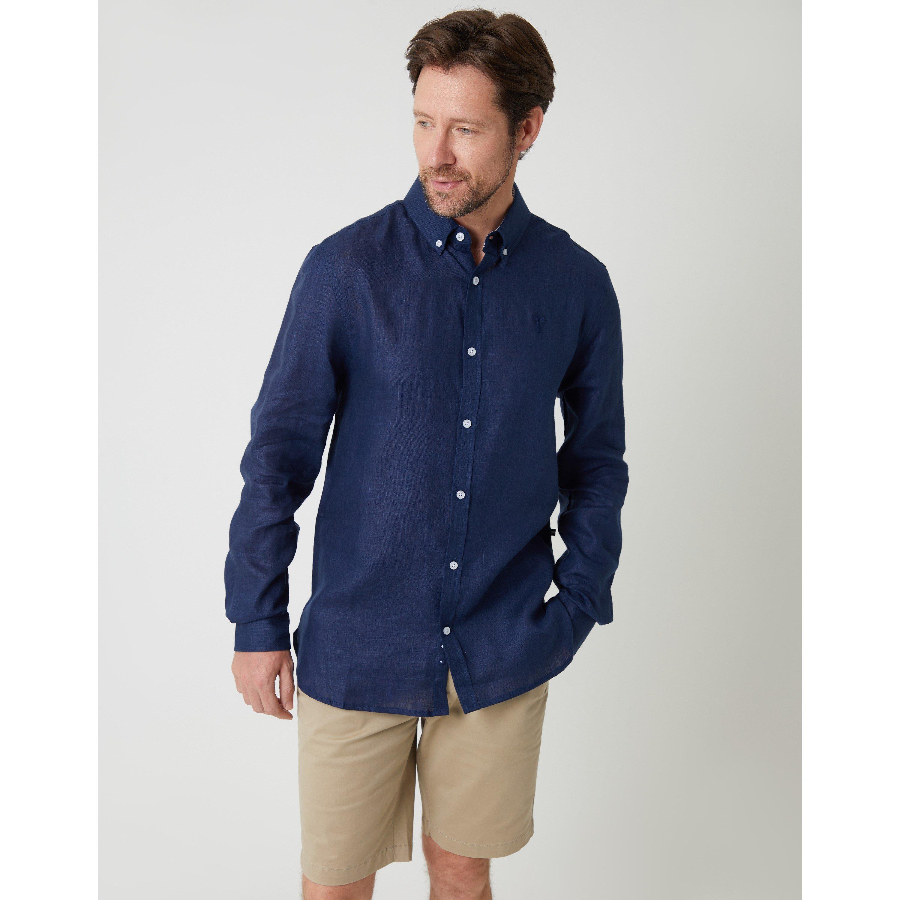Saltwell Men's Long-Sleeve Oxford Shirt - Navy - Large