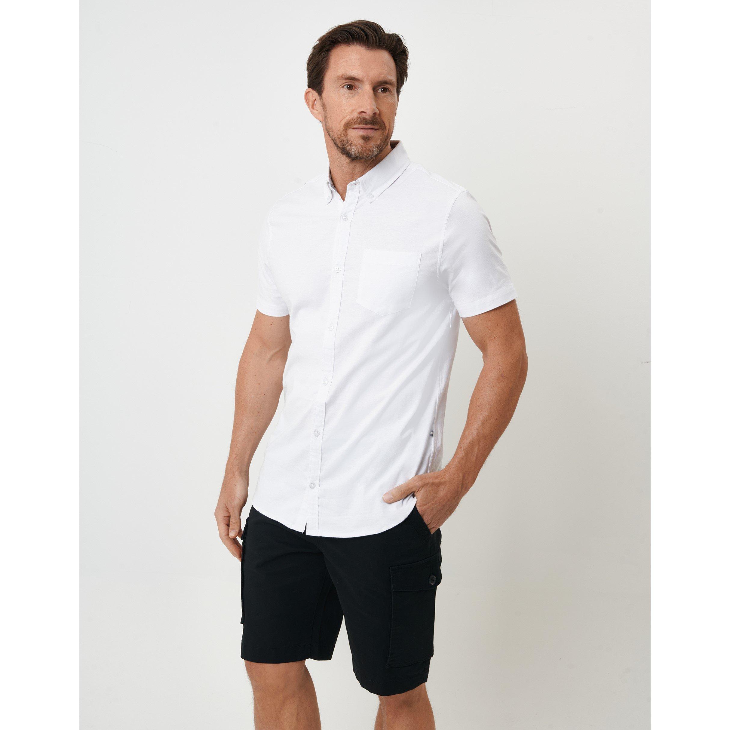 Saltwell Men's Short-Sleeve Oxford Shirt - White - Medium
