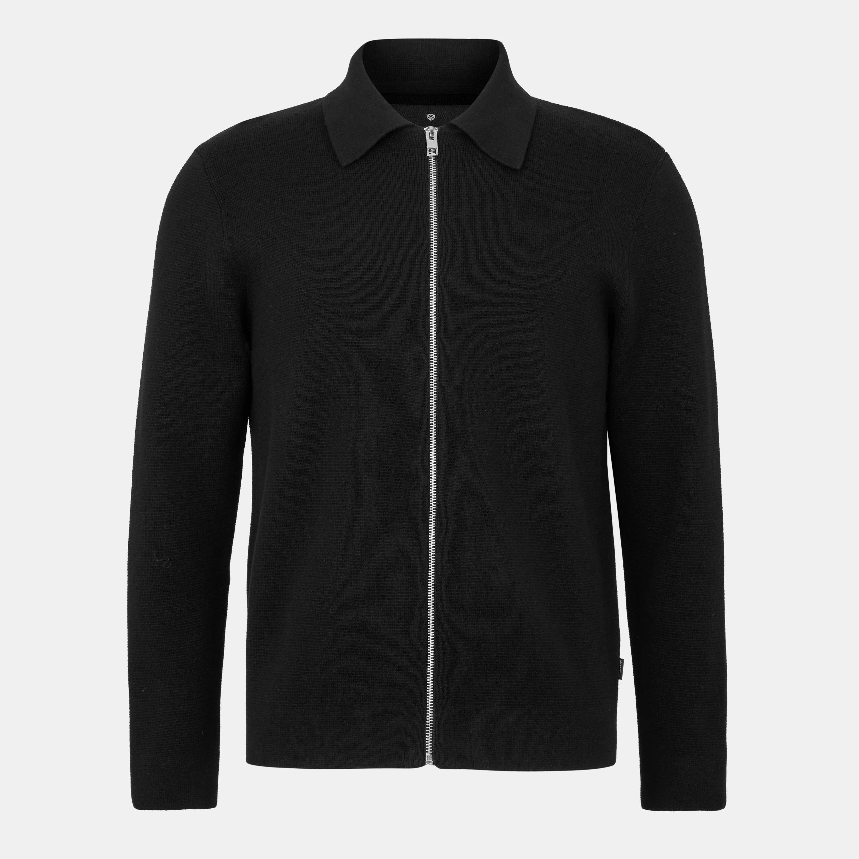 Zwart - Jack and Jones - Men's Stitch Knitted Full-Zip Fleece Fabric - 1