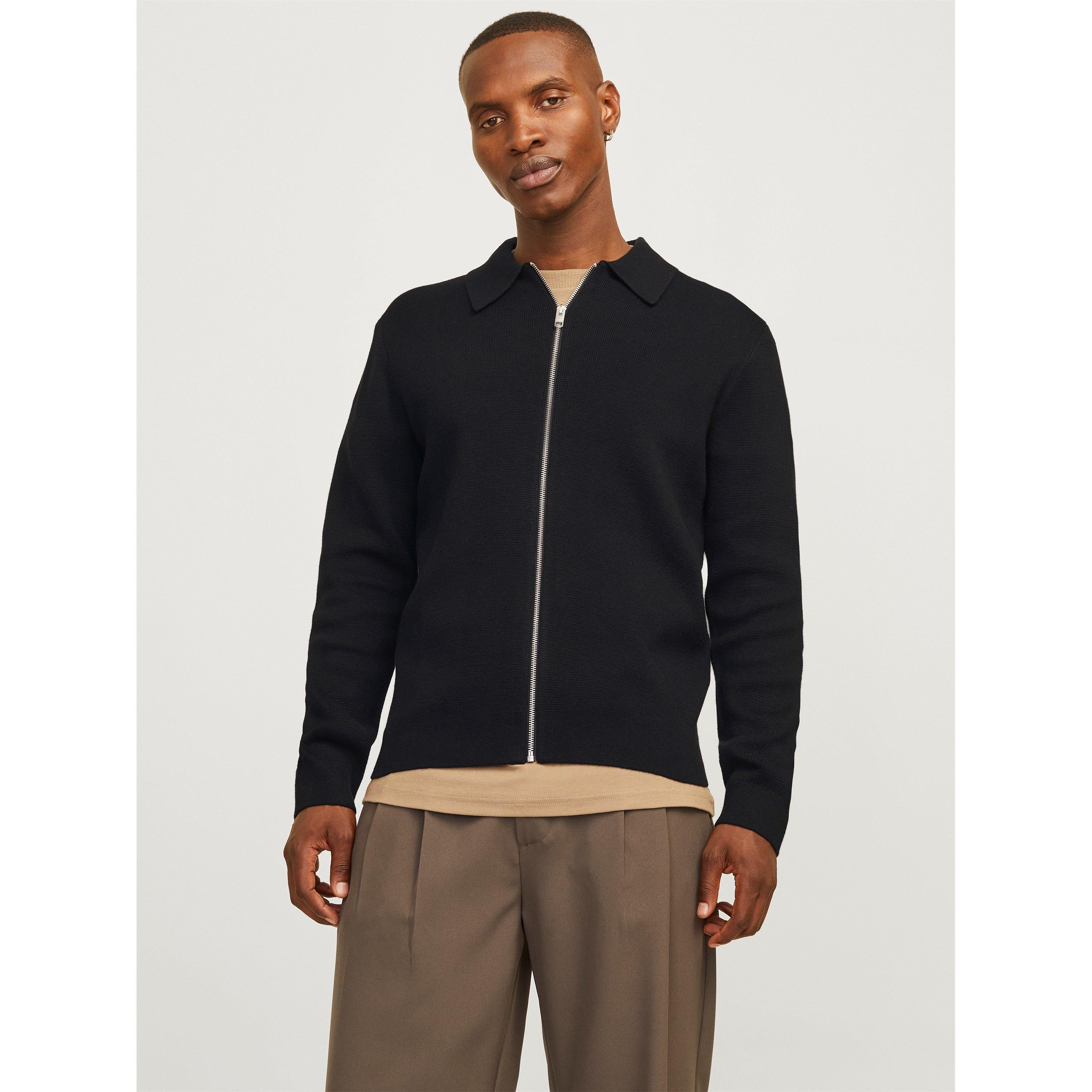 Black - Jack and Jones - Stitch Knitted Full-Zip Fleece Fabric - 4