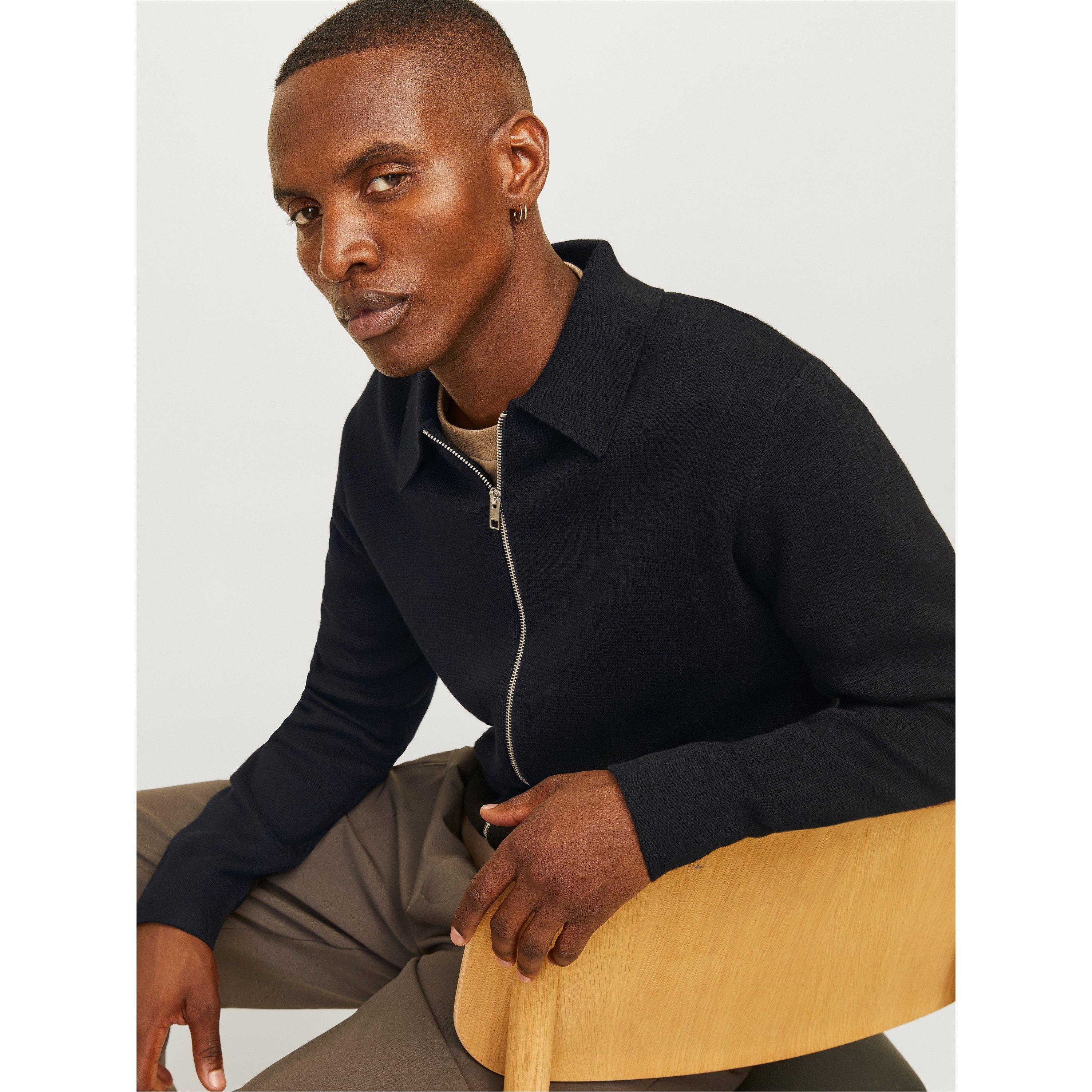 Black - Jack and Jones - Stitch Knitted Full-Zip Fleece Fabric - 6