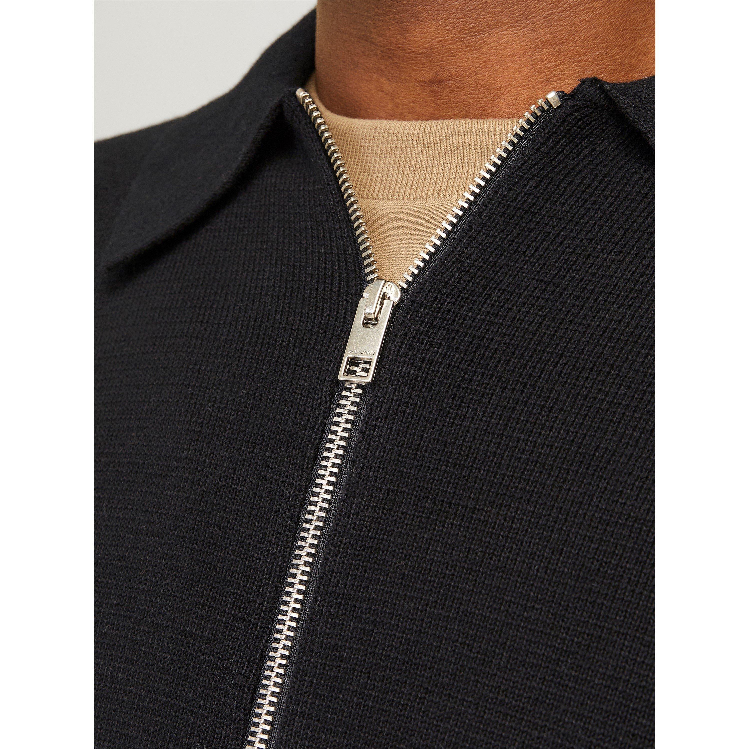 Black - Jack and Jones - Stitch Knitted Full-Zip Fleece Fabric - 7