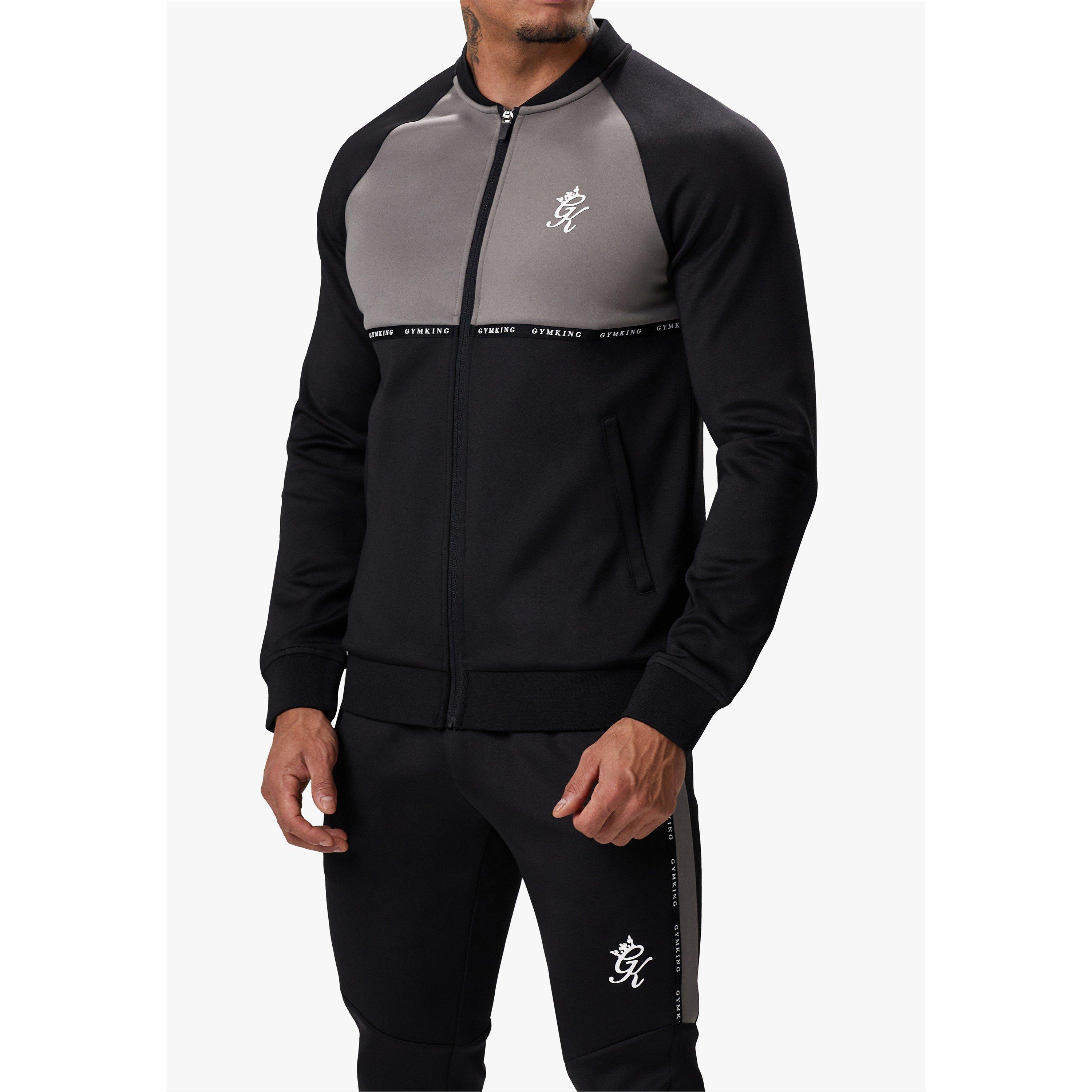 Black/Steel - Gym King - Mens Taped Plus Full-Zip Fleece Fabric - 2